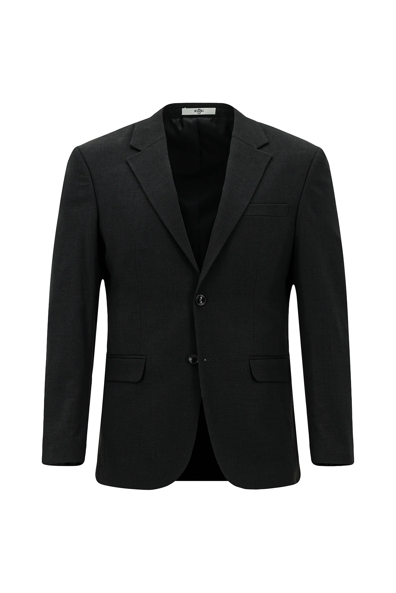 Siyah 7 Drop Slim Fit Dar Kesim Desenli Takım Elbise - Image 2