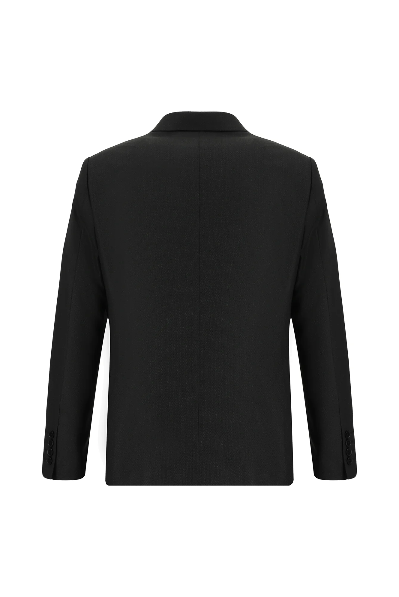 Siyah 7 Drop Slim Fit Dar Kesim Desenli Kruvaze Takım Elbise - Image 3