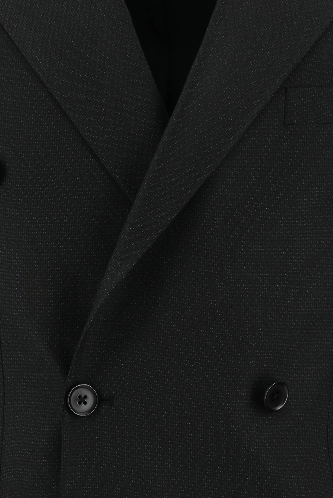 Siyah 7 Drop Slim Fit Dar Kesim Desenli Kruvaze Takım Elbise - Image 4