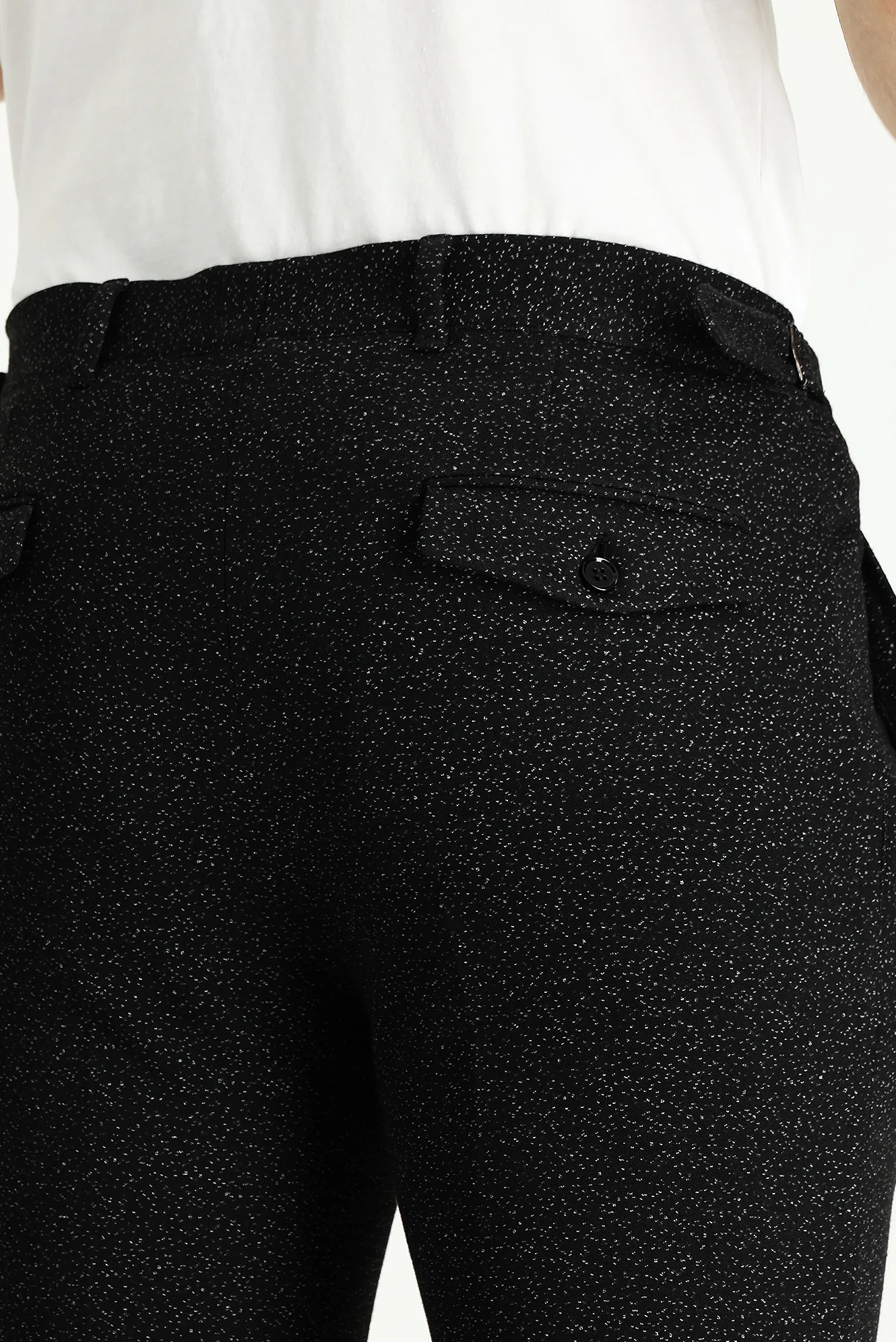 Siyah Slim Fit Dar Kesim Desenli Likralı Kanvas / Chino Pantolon - Image 5