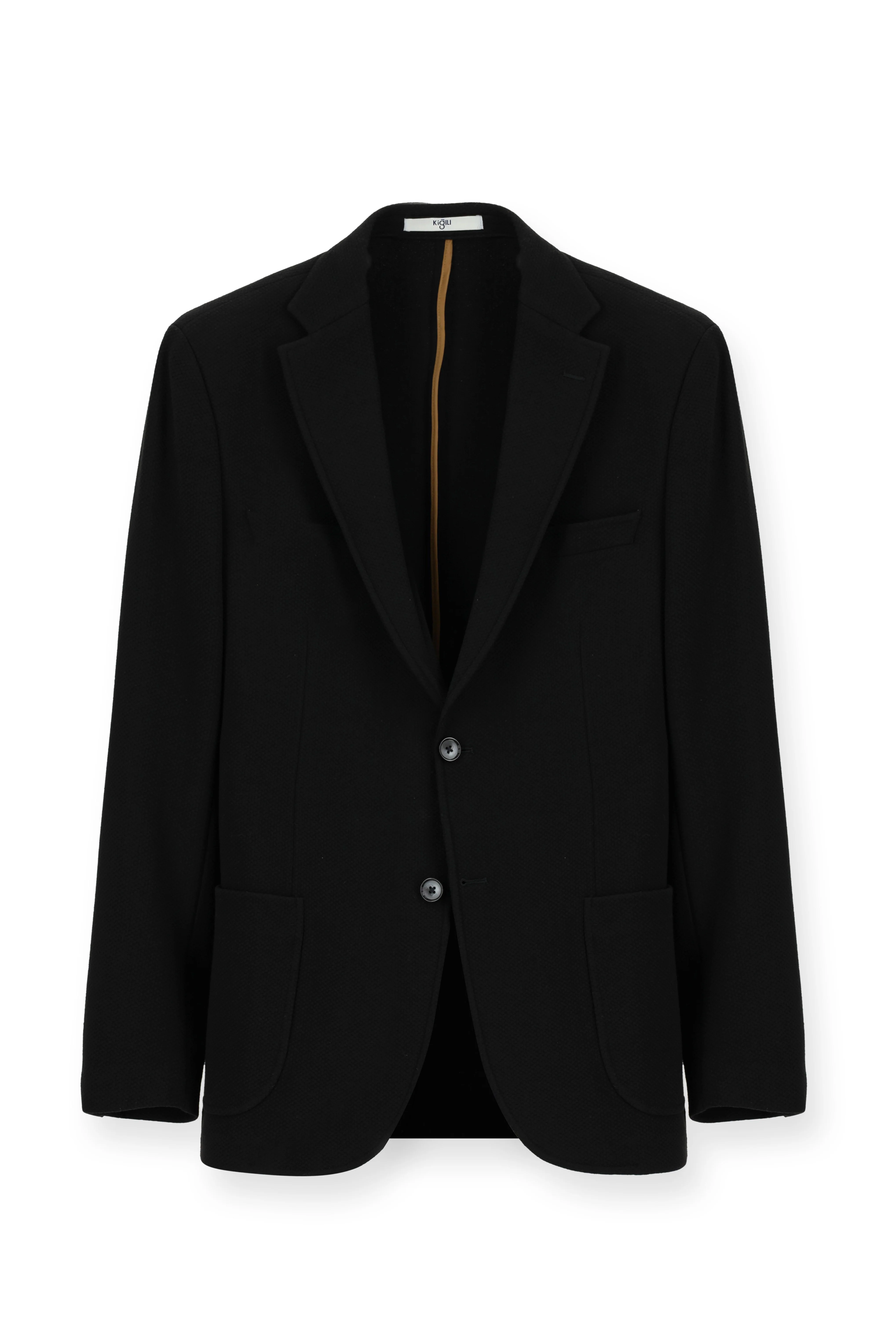 Siyah 7 Drop Slim Fit Dar Kesim Desenli Pamuklu Ceket - Image 7
