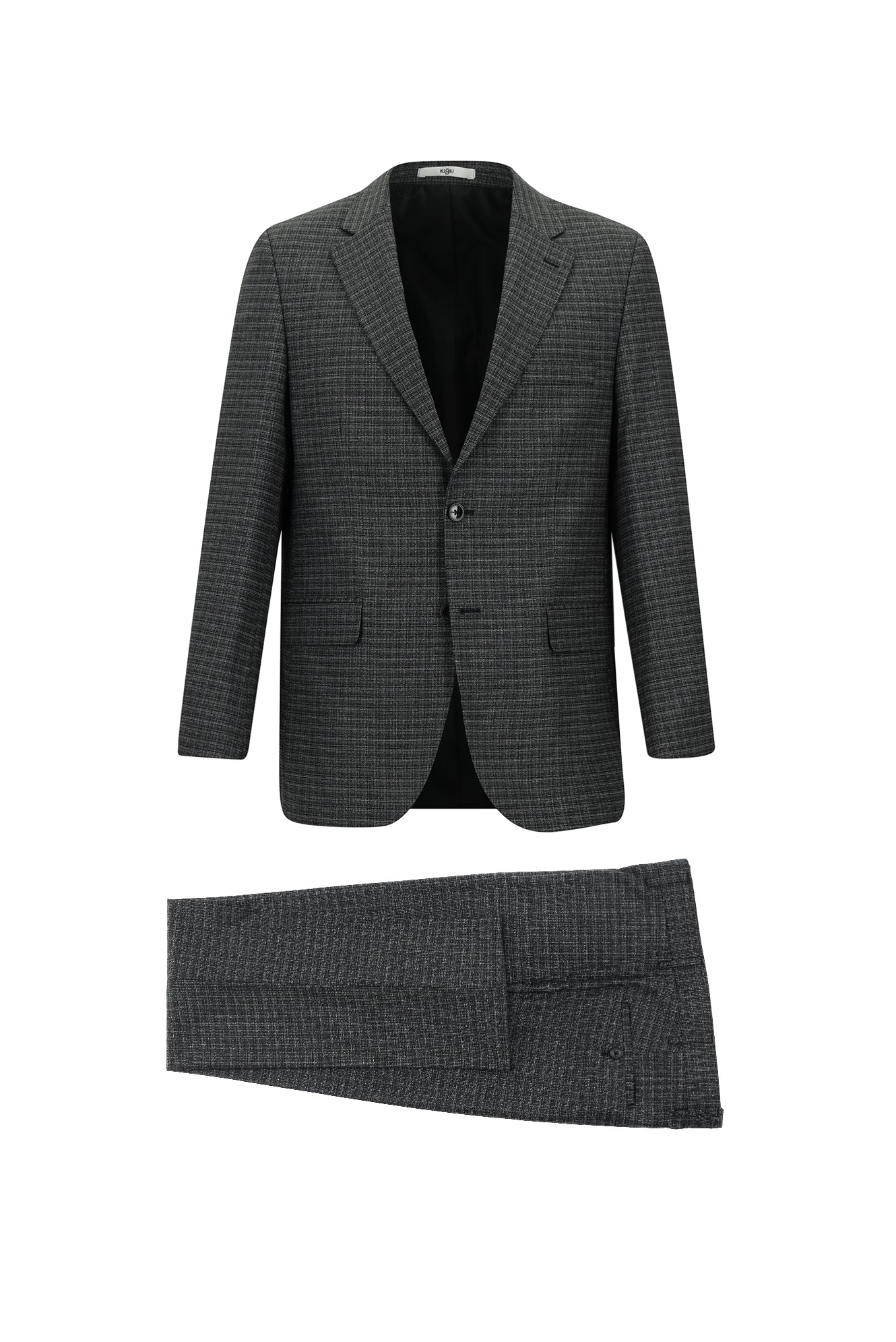 Siyah 7 Drop Slim Fit Dar Kesim Desenli Takım Elbise