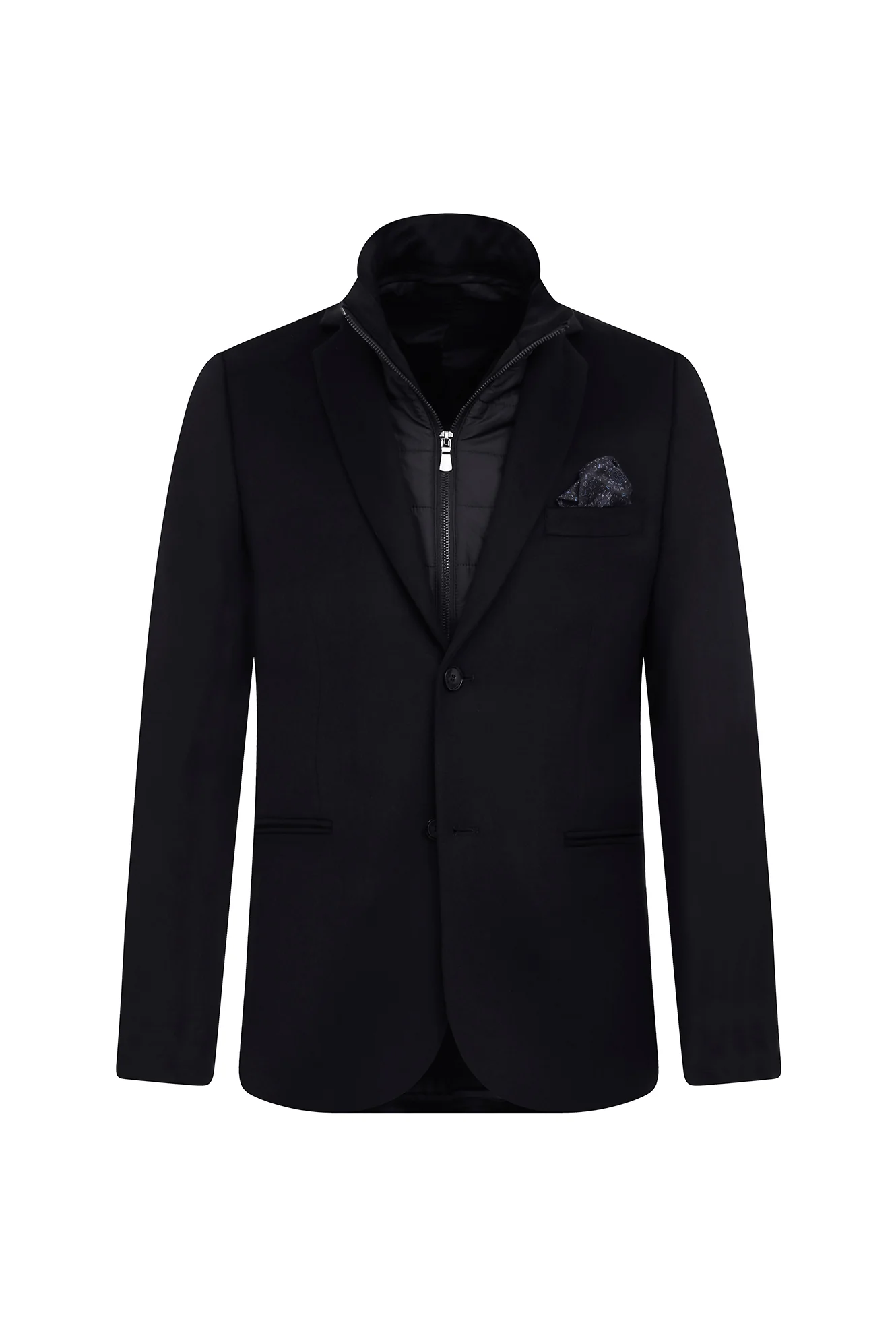 Siyah 7 Drop Slim Fit Dar Kesim Dik Yaka Ceket