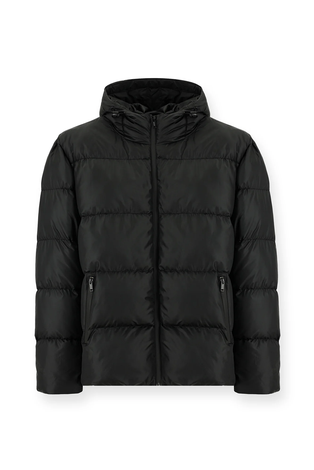 Siyah Slim Fit Dar Kesim Kapüşonlu Spor Şişme Mont - Image 7