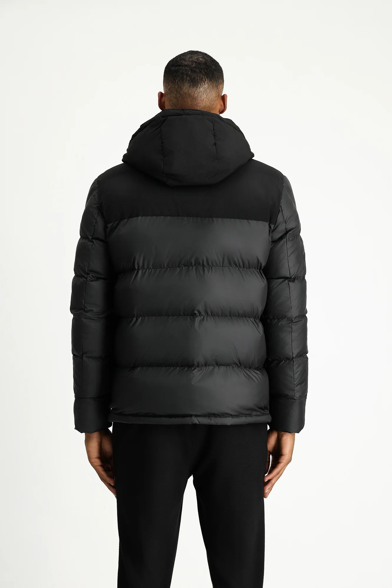 Siyah Slim Fit Dar Kesim Kapüşonlu Spor Şişme Mont - Image 6