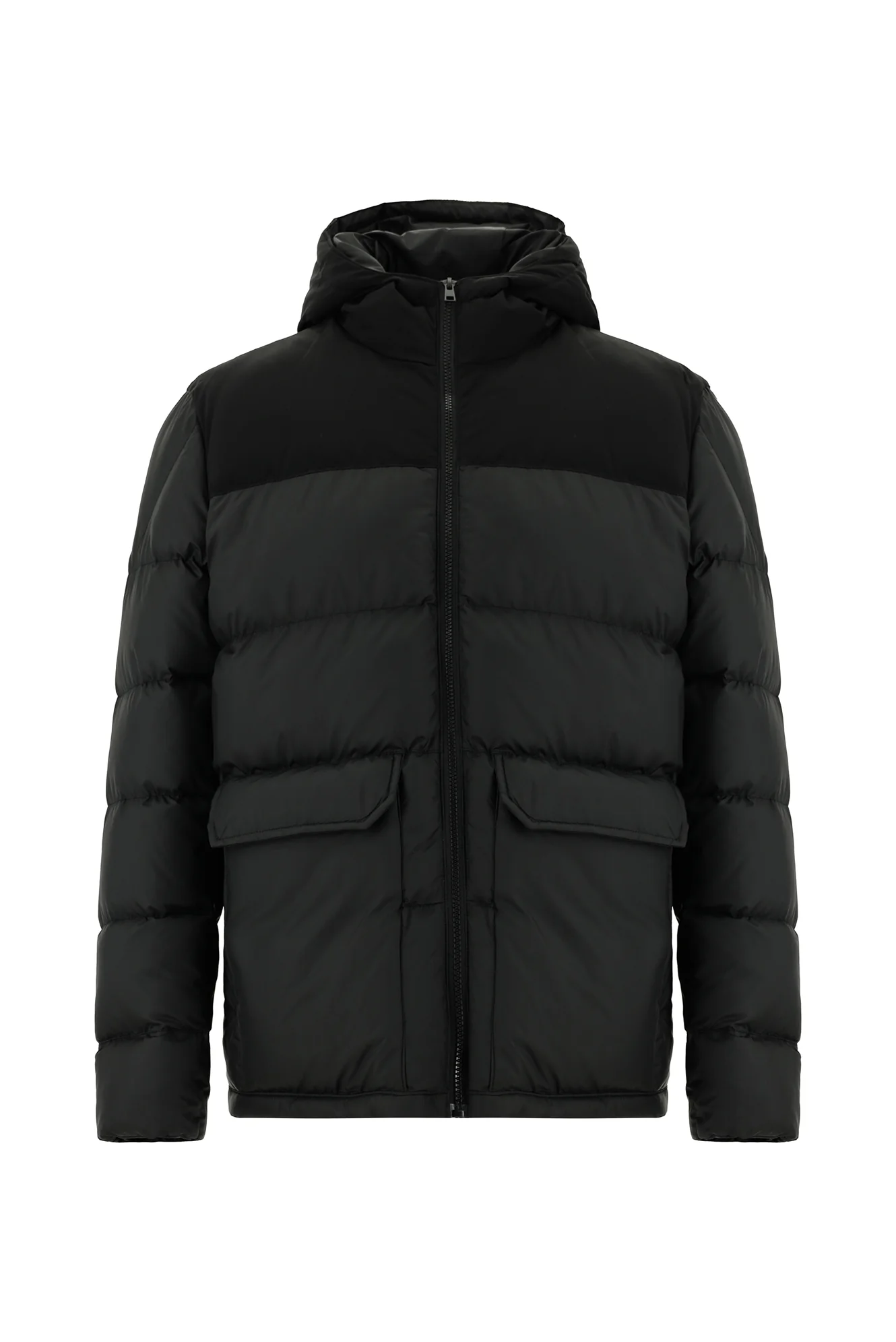Siyah Slim Fit Dar Kesim Kapüşonlu Spor Şişme Mont - Image 8