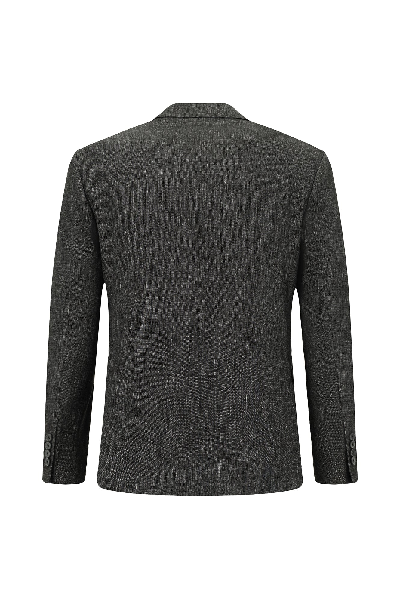 Siyah 7 Drop Slim Fit Dar Kesim Keten Karışımlı Sivri Yaka Kruvaze Takım Elbise - Image 3