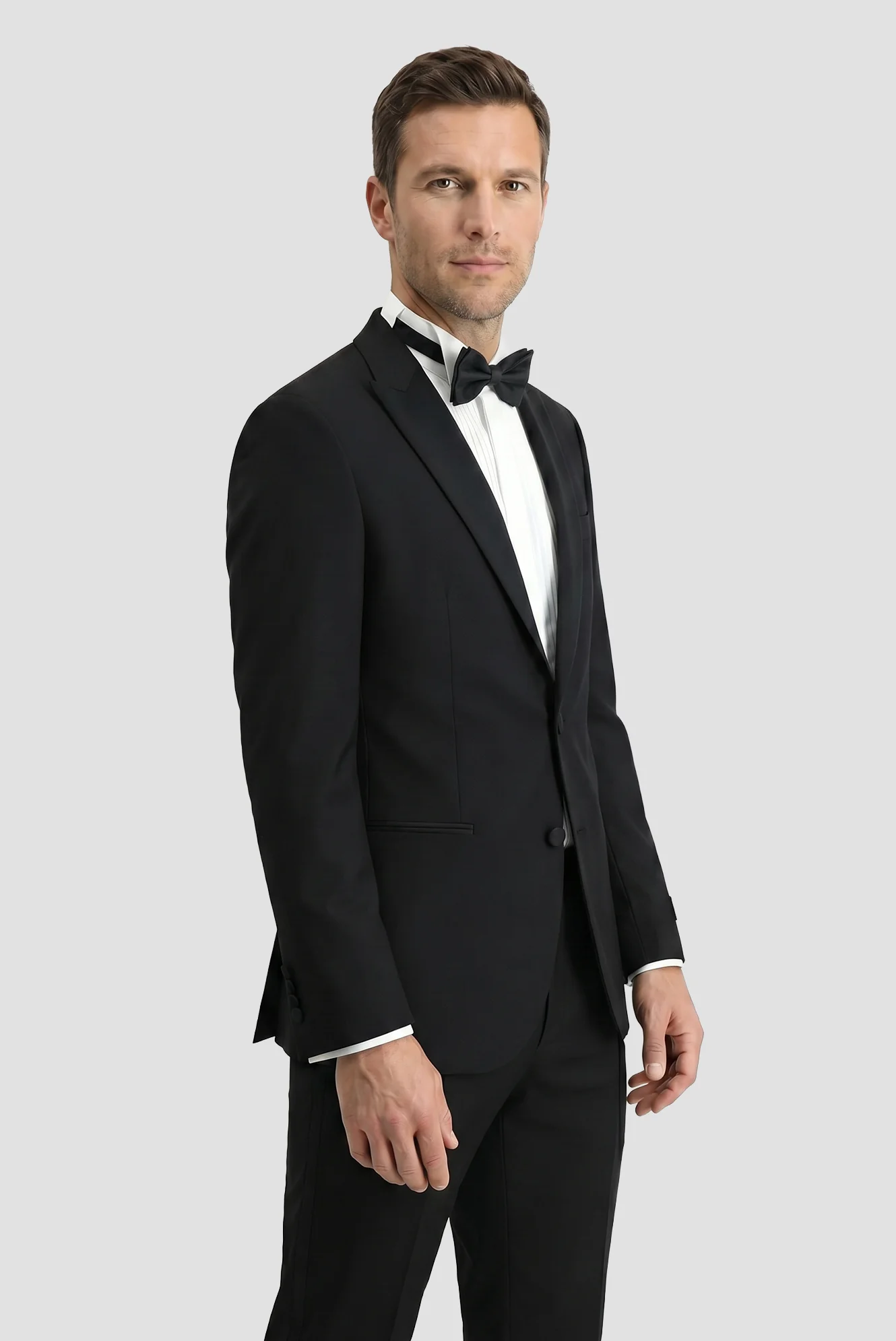 Siyah 7 Drop Slim Fit Dar Kesim Kırlangıç Yaka Smokin & Damatlık - Image 3