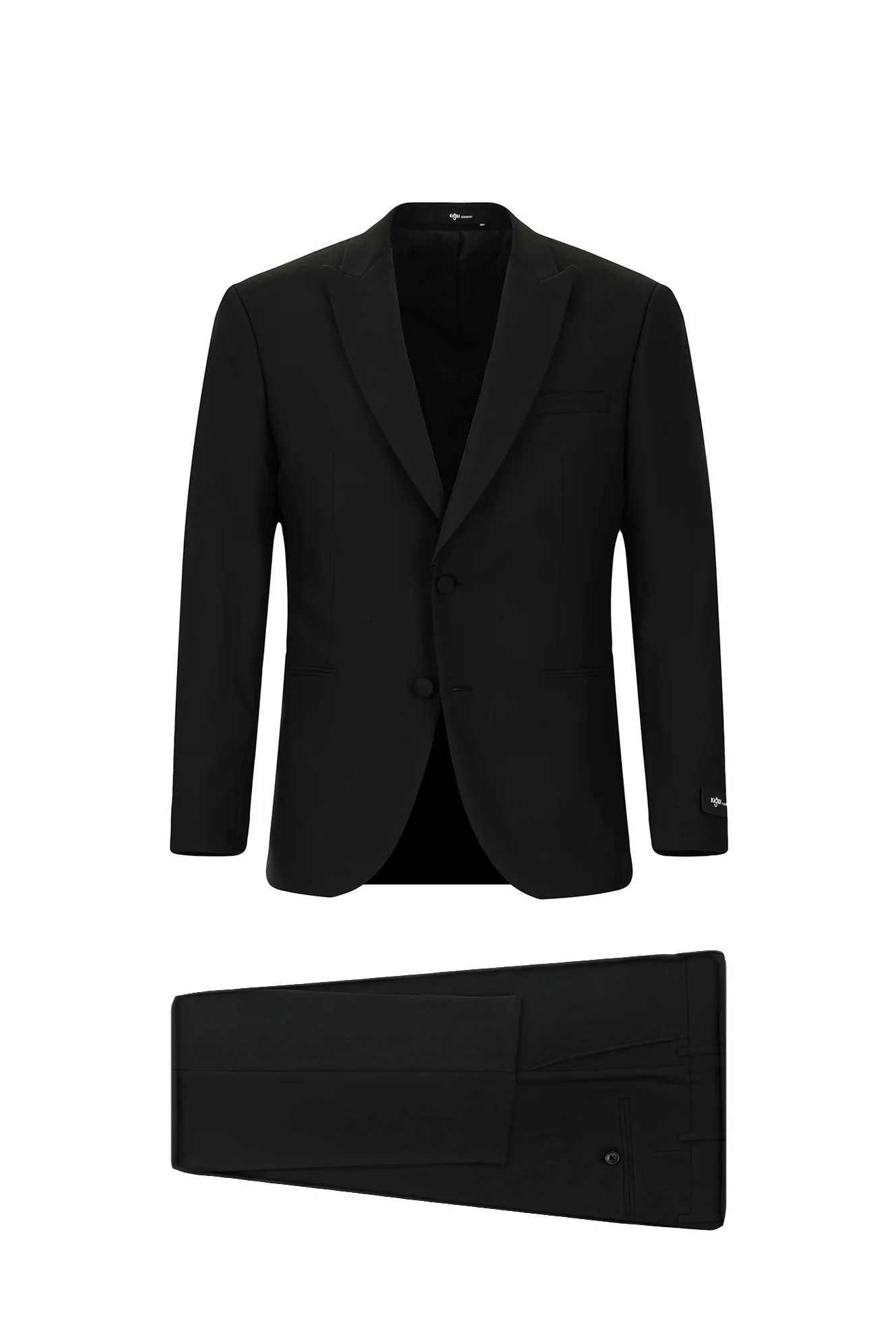 Siyah 7 Drop Slim Fit Dar Kesim Kırlangıç Yaka Smokin & Damatlık - Image 4