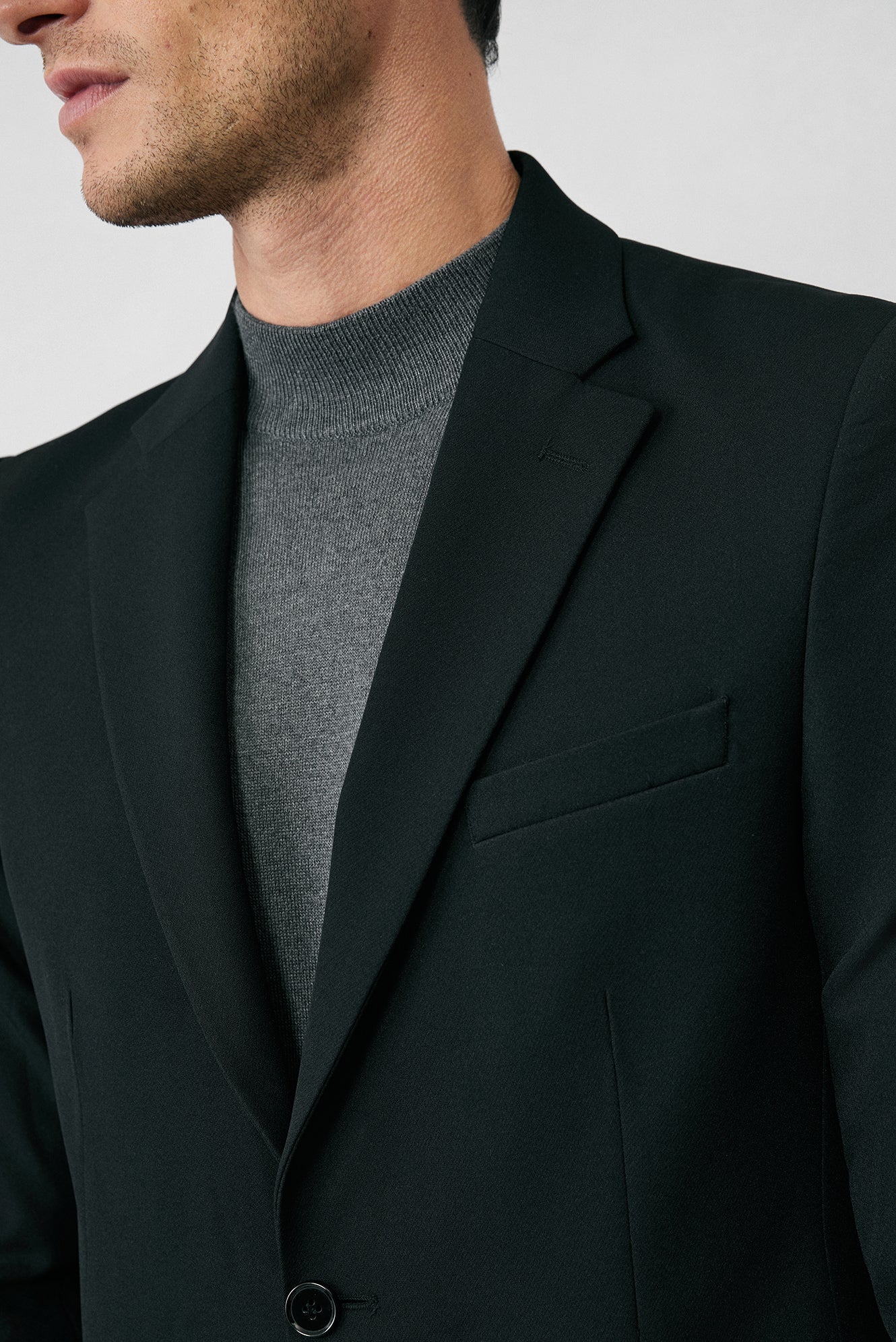 Siyah 7 Drop Slim Fit Dar Kesim Mevsimlik Klasik Ceket - Image 4