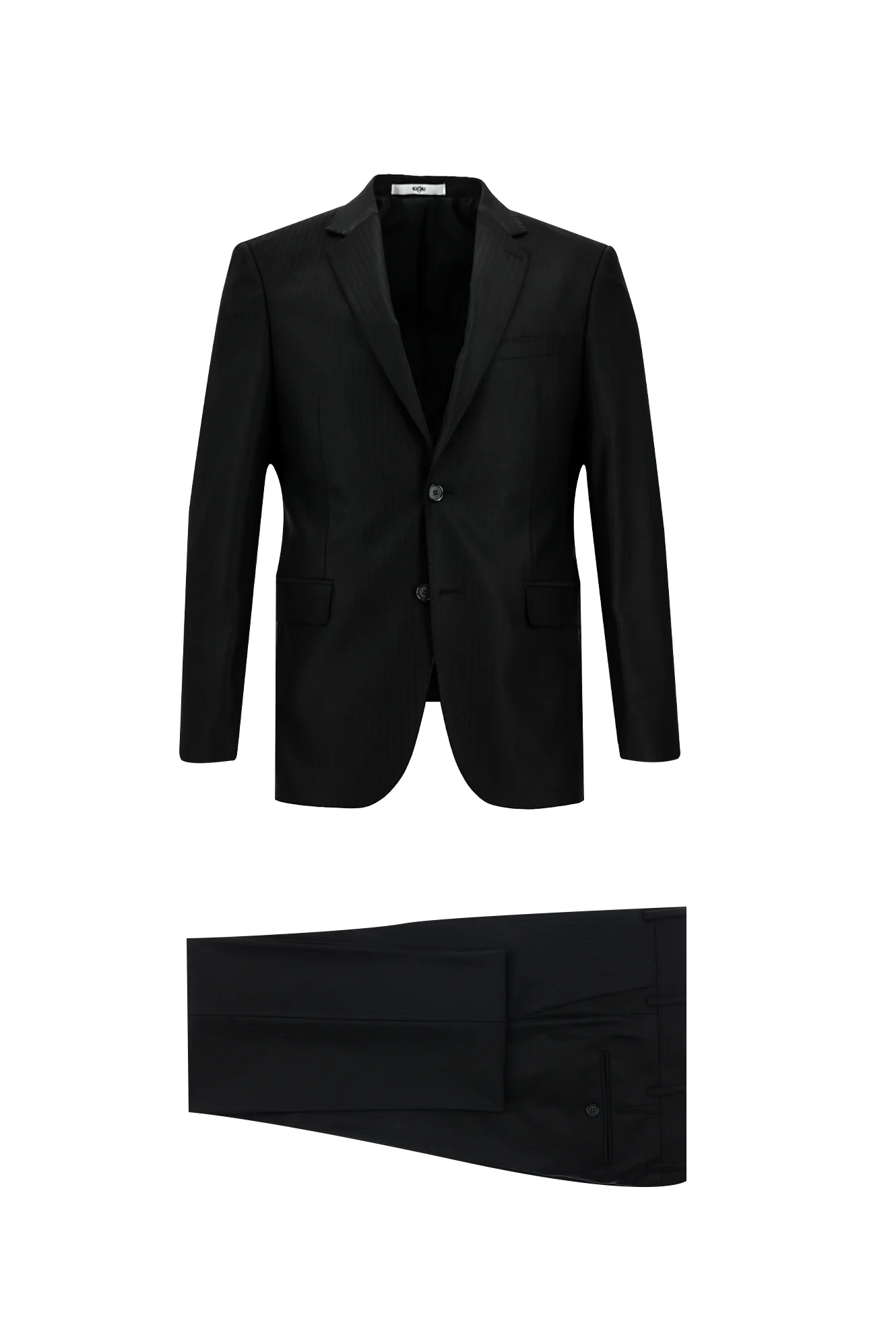 Siyah 7 Drop Slim Fit Dar Kesim Çizgili Takım Elbise