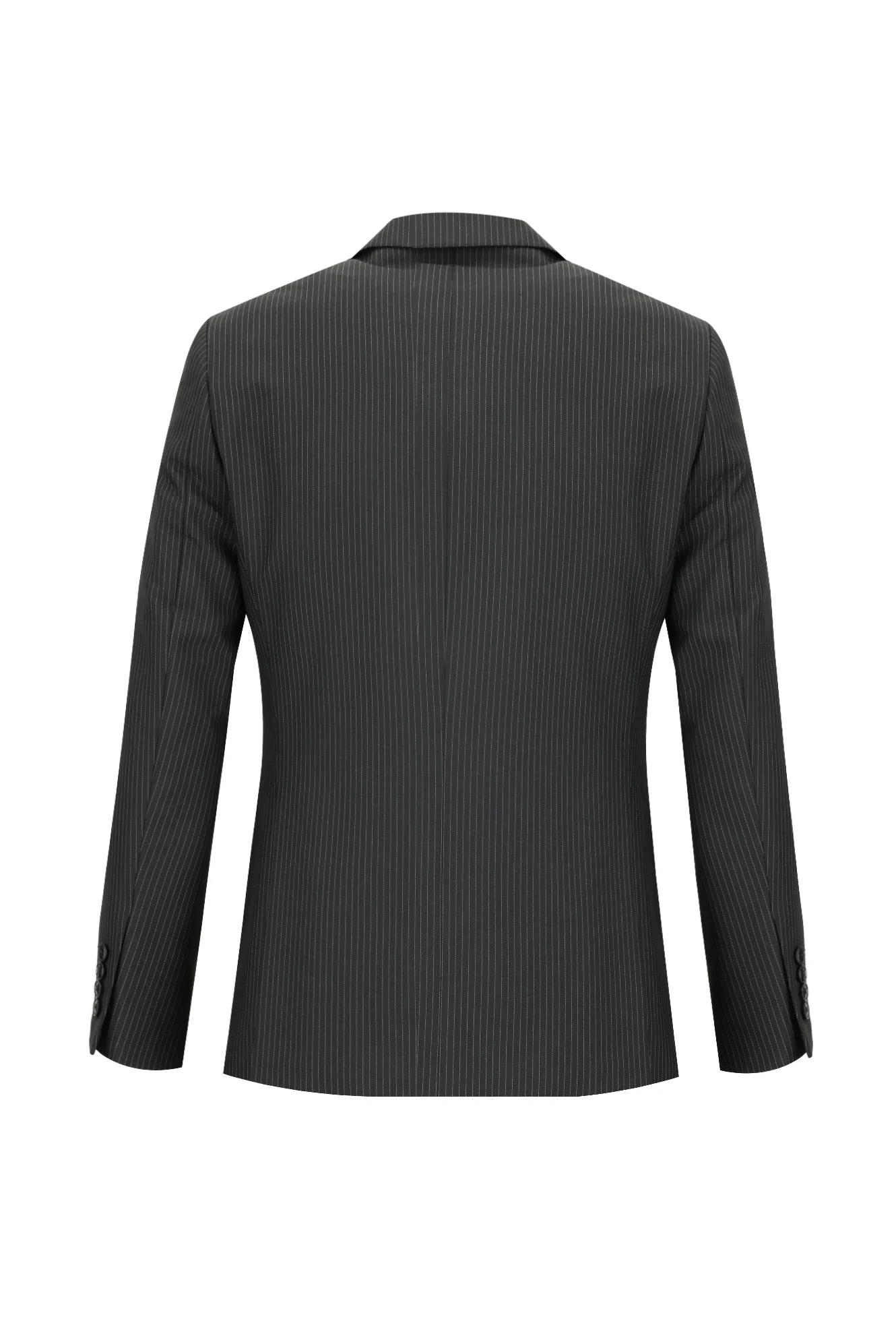 Siyah 7 Drop Slim Fit Dar Kesim Çizgili Takım Elbise - Image 3