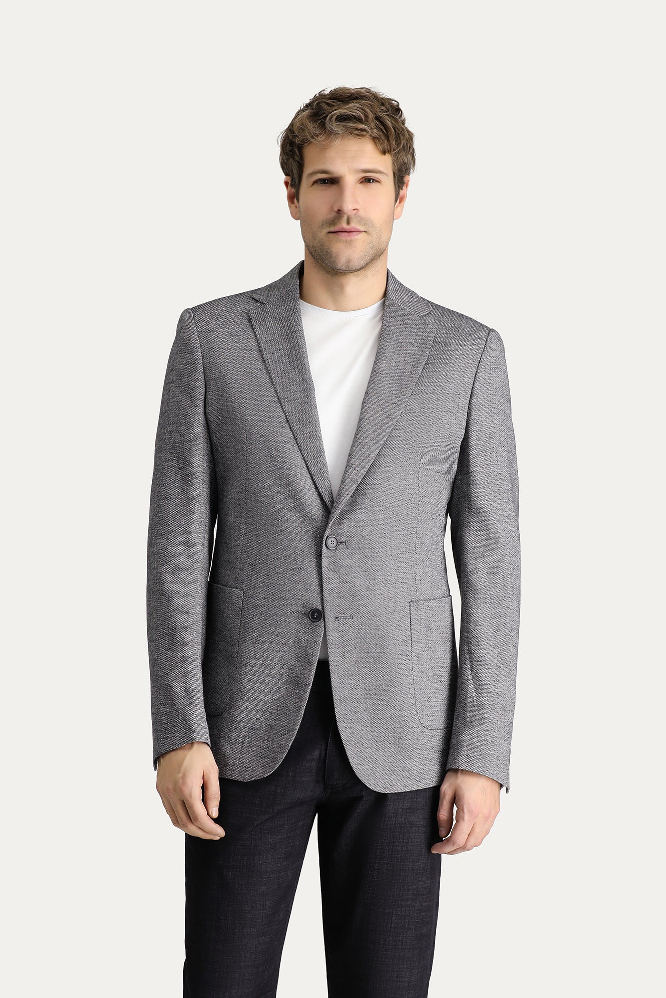 Siyah 4 Drop Relaxed Fit Rahat Kesim Klasik Desenli Ceket - Image 2