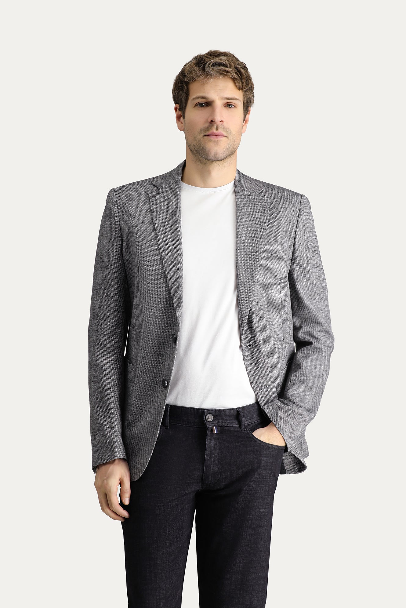 Siyah 7 Drop Slim Fit Dar Kesim Klasik Desenli Ceket