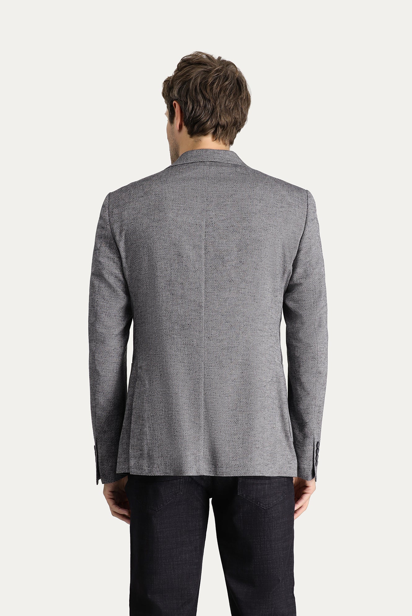 Siyah 7 Drop Slim Fit Dar Kesim Klasik Desenli Ceket - Image 3