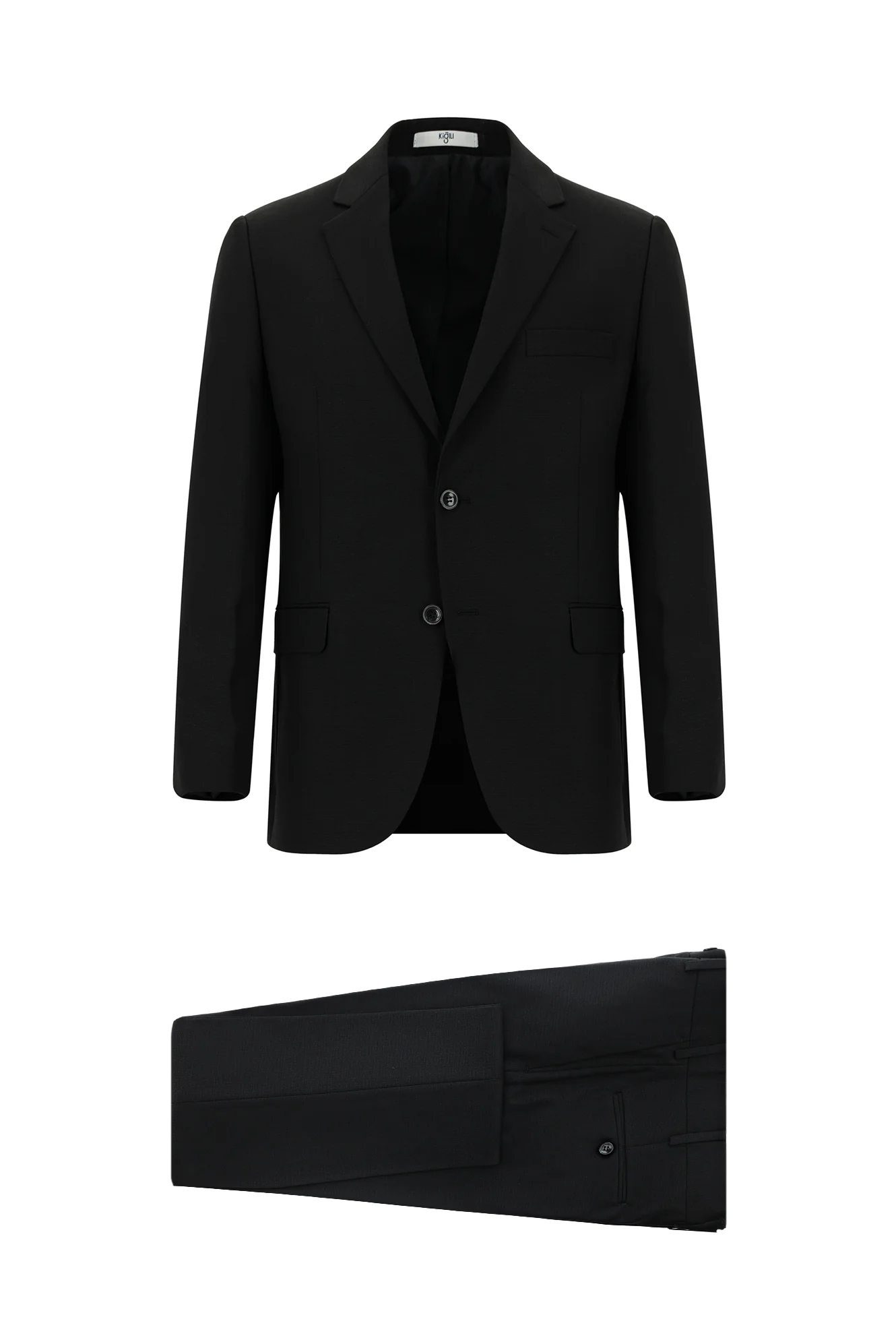 Siyah 7 Drop Slim Fit Dar Kesim Desenli Takım Elbise