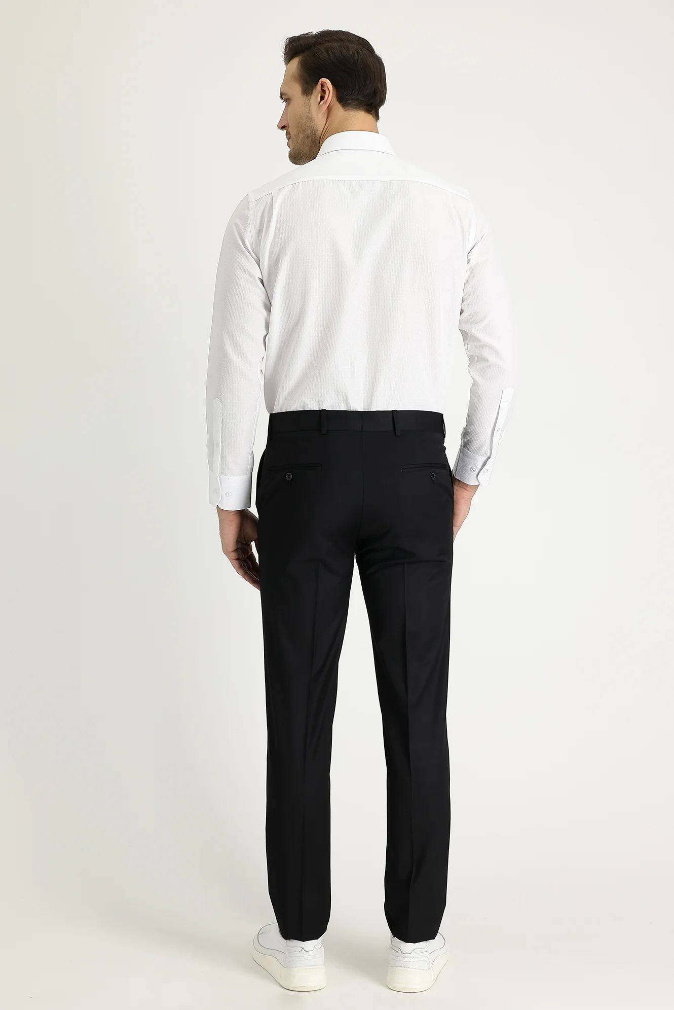 Siyah 7 Drop Slim Fit Dar Kesim Klasik Kumaş Pantolon - Image 3