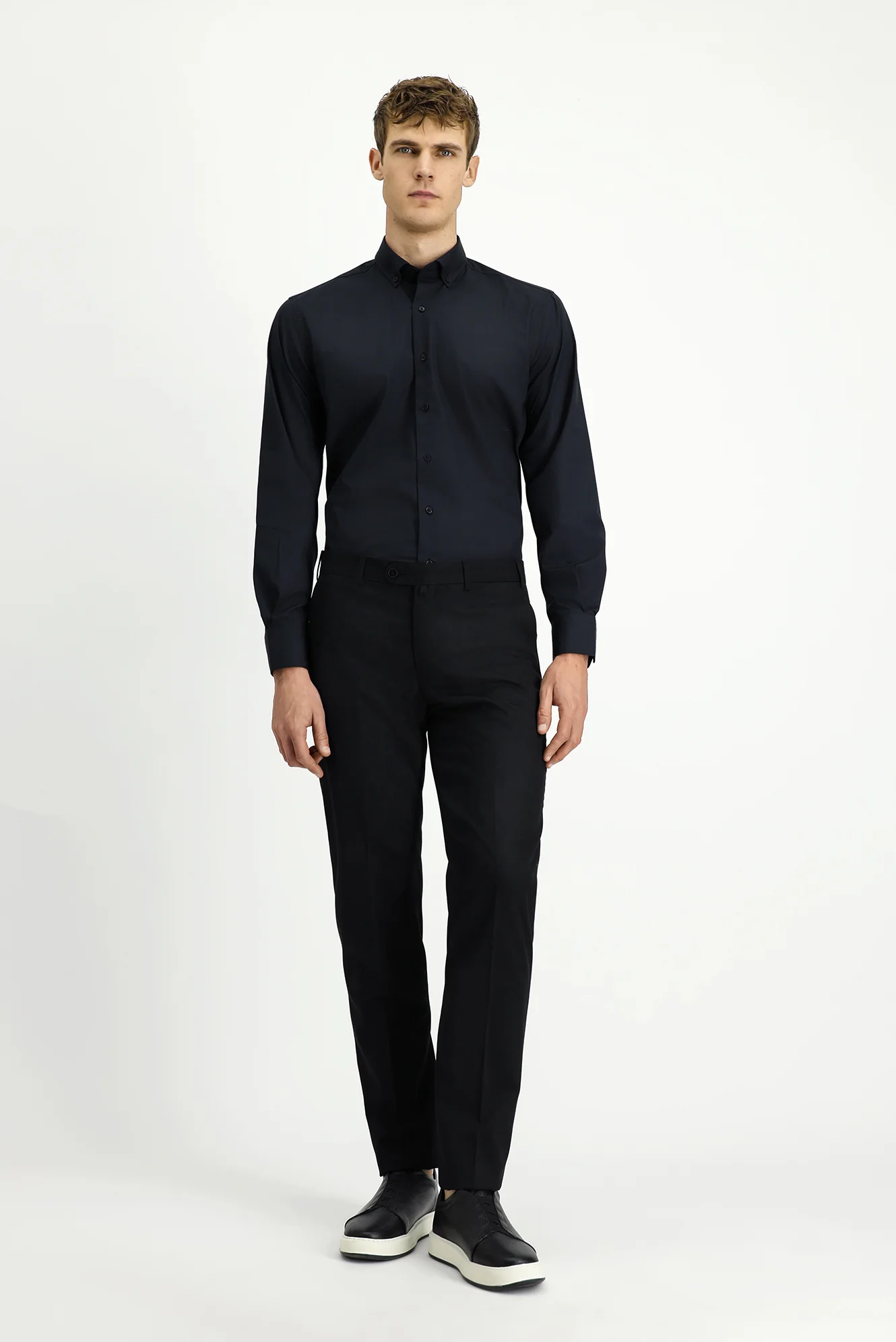 Siyah 7 Drop Slim Fit Dar Kesim Klasik Kumaş Pantolon