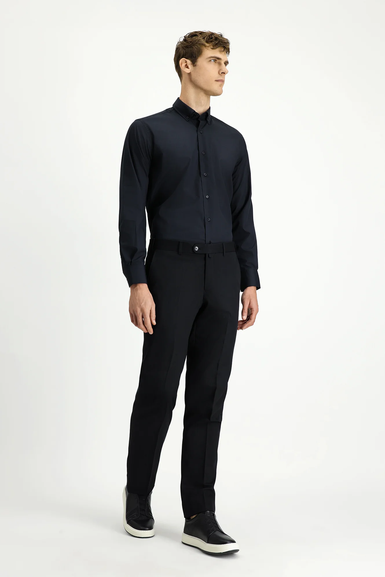 Siyah 7 Drop Slim Fit Dar Kesim Klasik Kumaş Pantolon - Image 2