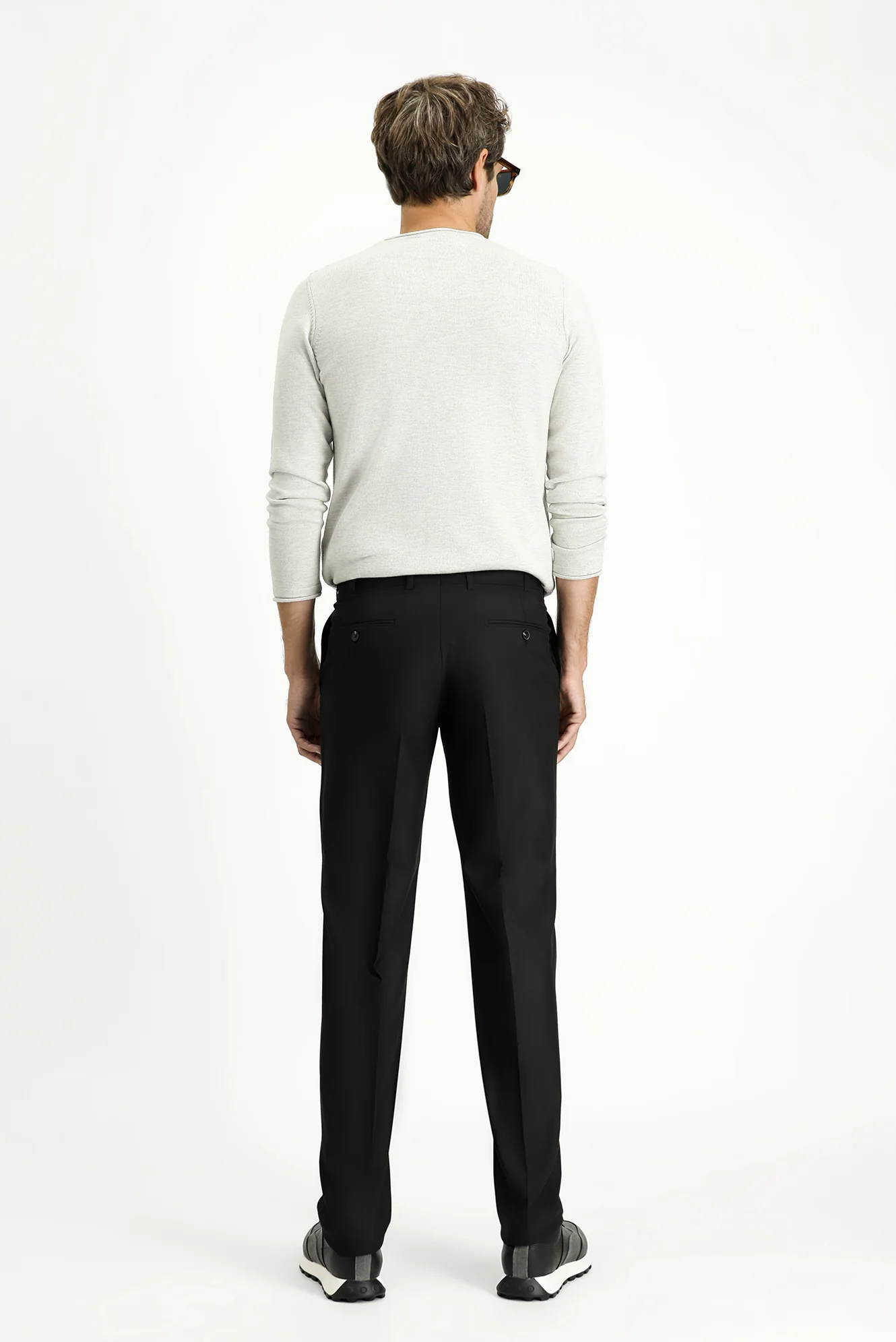 Siyah 7 Drop Slim Fit Dar Kesim Klasik Kumaş Pantolon - Image 5