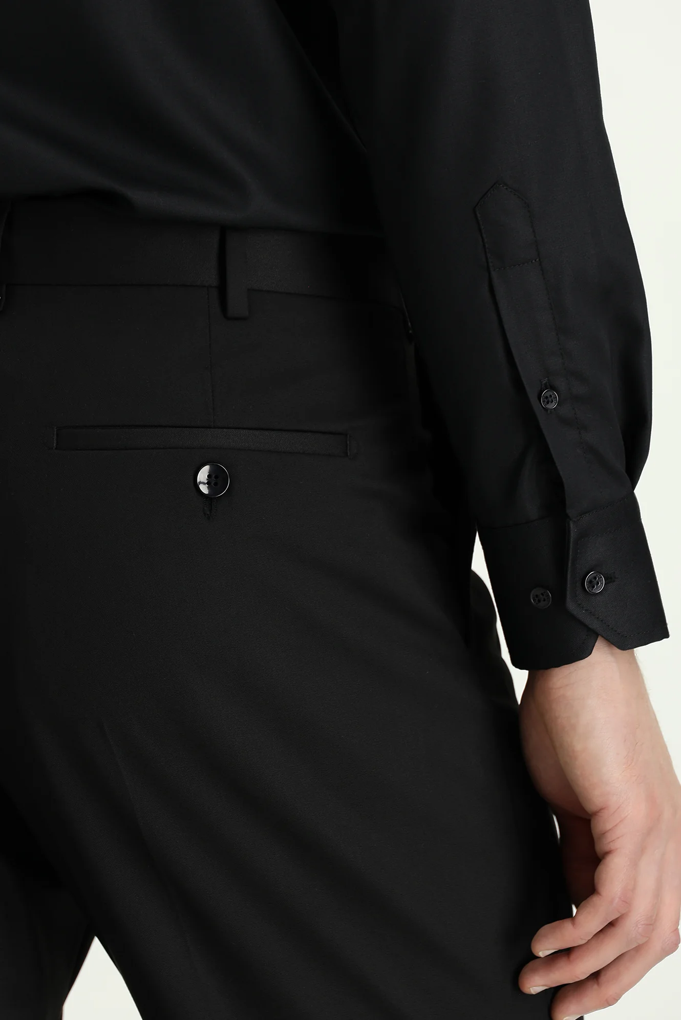 Siyah 7 Drop Slim Fit Dar Kesim Klasik Kumaş Pantolon - Image 6