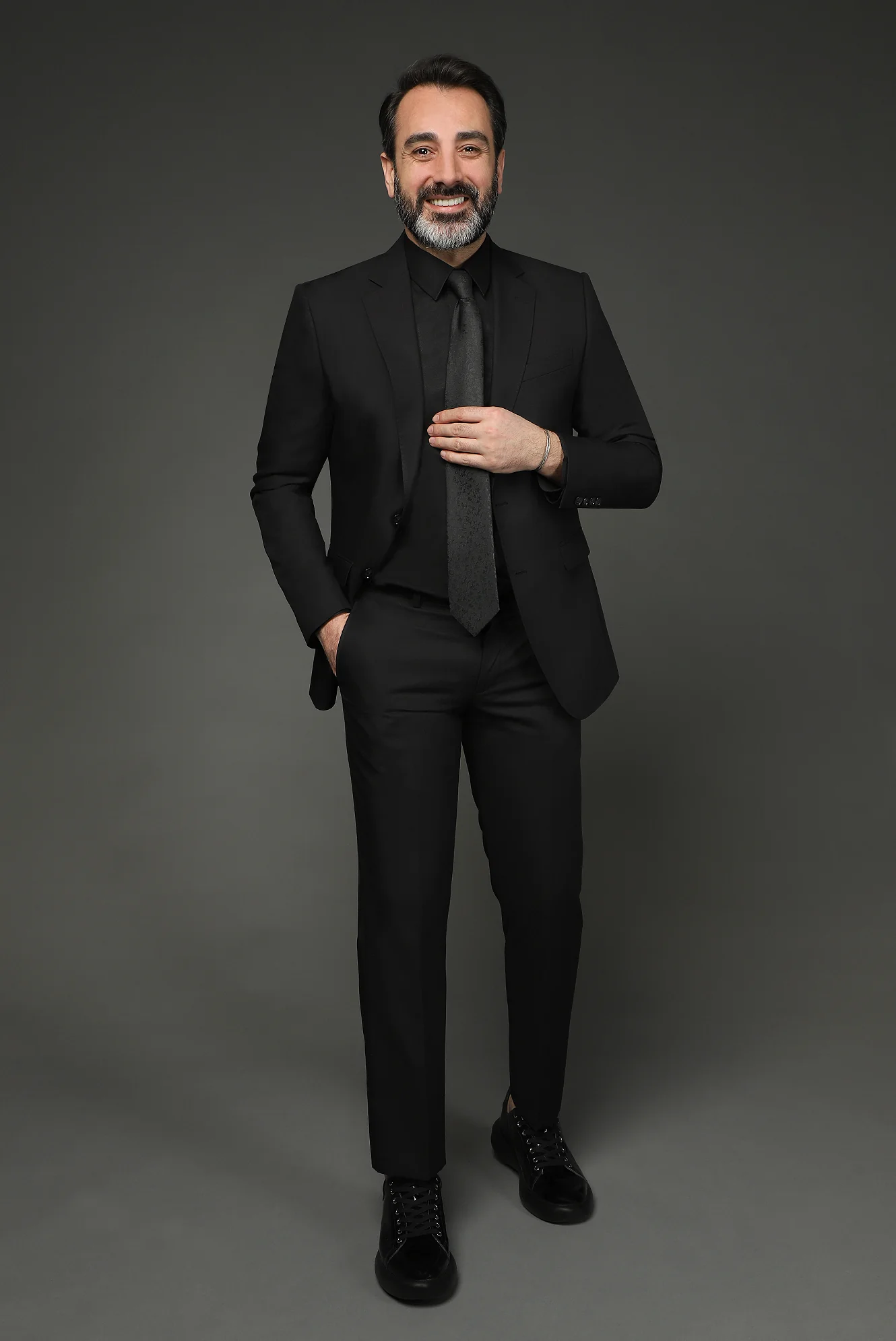 Siyah 7 Drop Slim Fit Dar Kesim Takım Elbise - Image 4