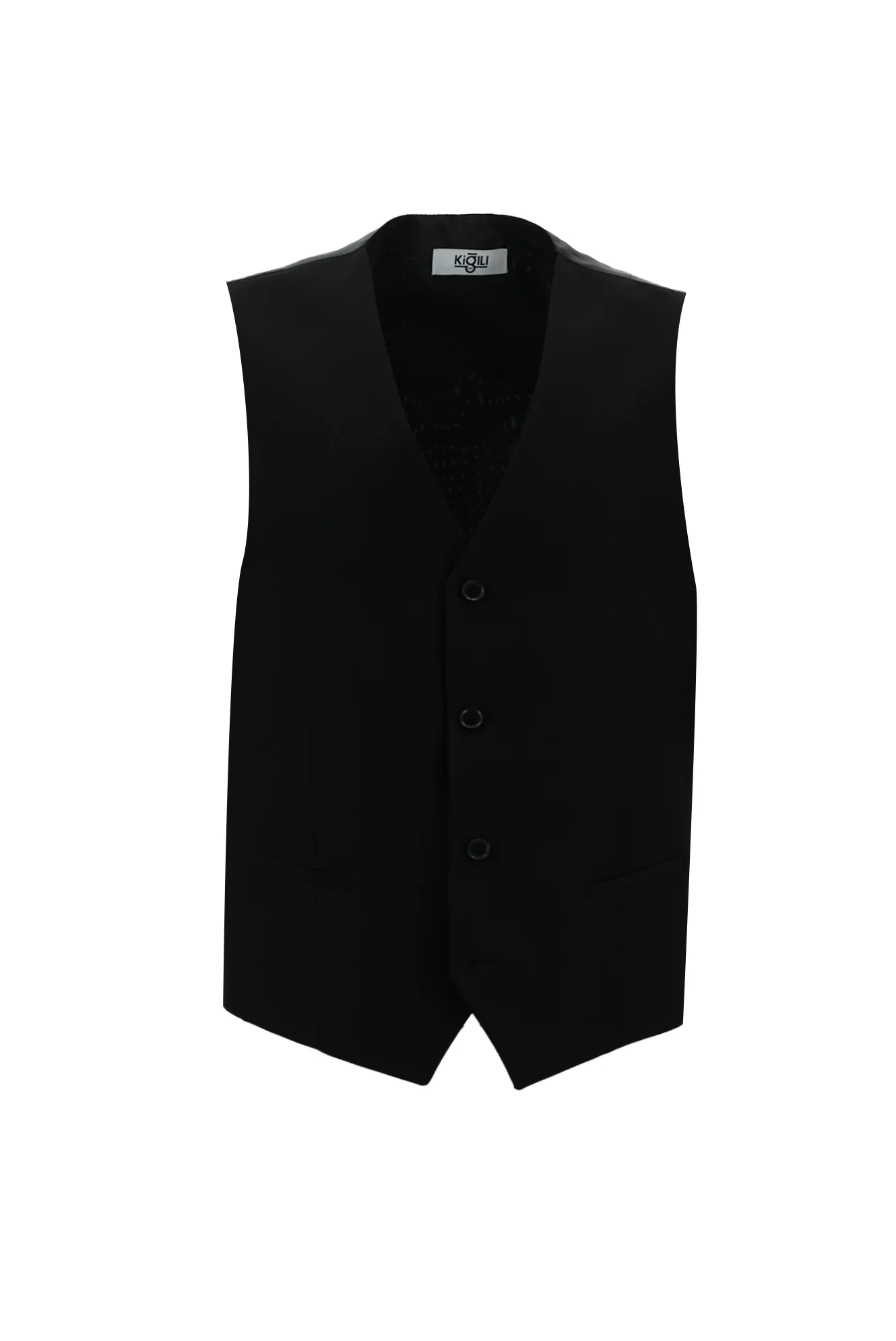 Siyah 7 Drop Slim Fit Dar Kesim Yelekli Takım Elbise - Image 4