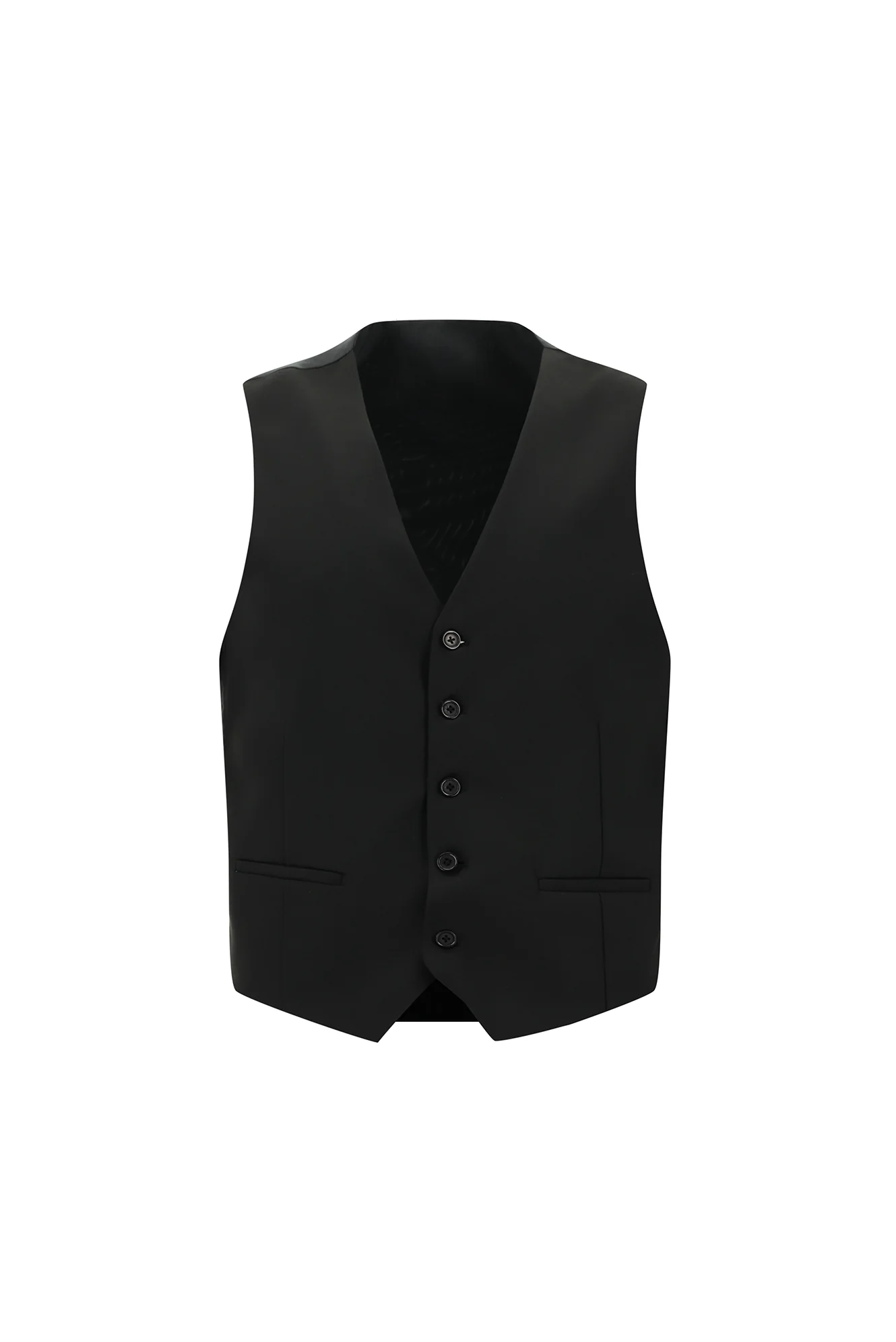 Siyah 7 Drop Slim Fit Dar Kesim Yelekli Takım Elbise - Image 4