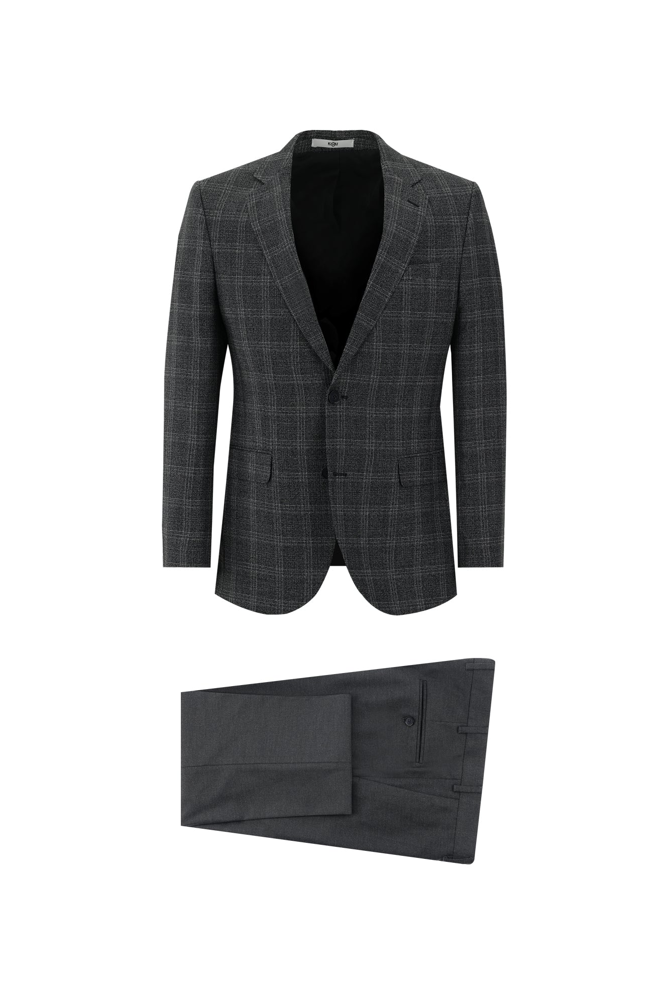 Siyah 7 Drop Slim Fit Dar Kesim Kombinli Ekose Takım Elbise