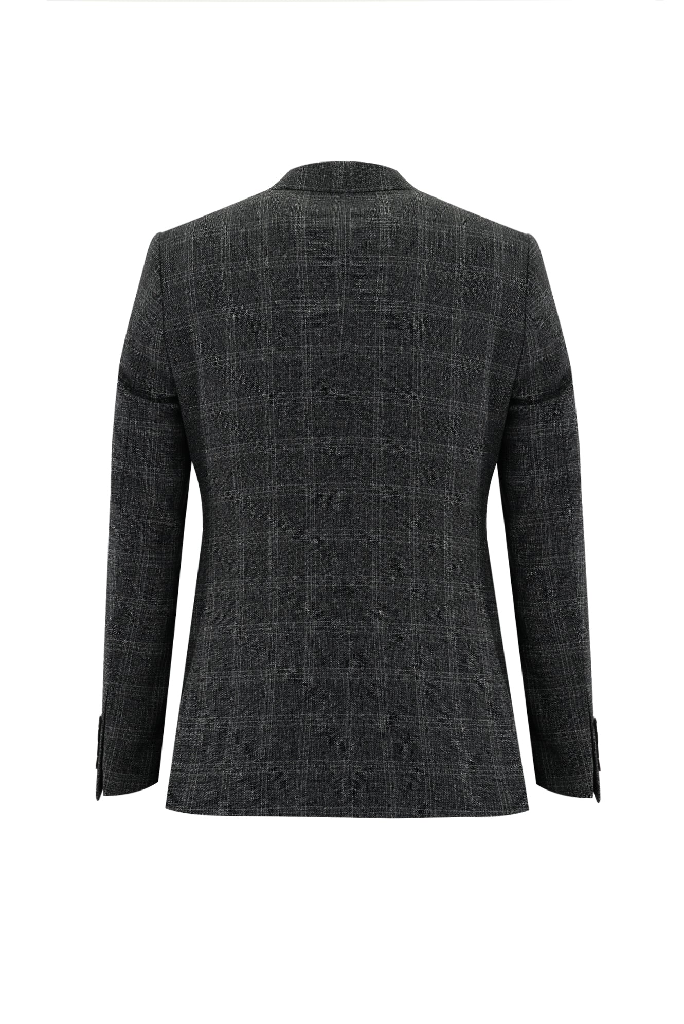Siyah 7 Drop Slim Fit Dar Kesim Kombinli Ekose Takım Elbise - Image 3