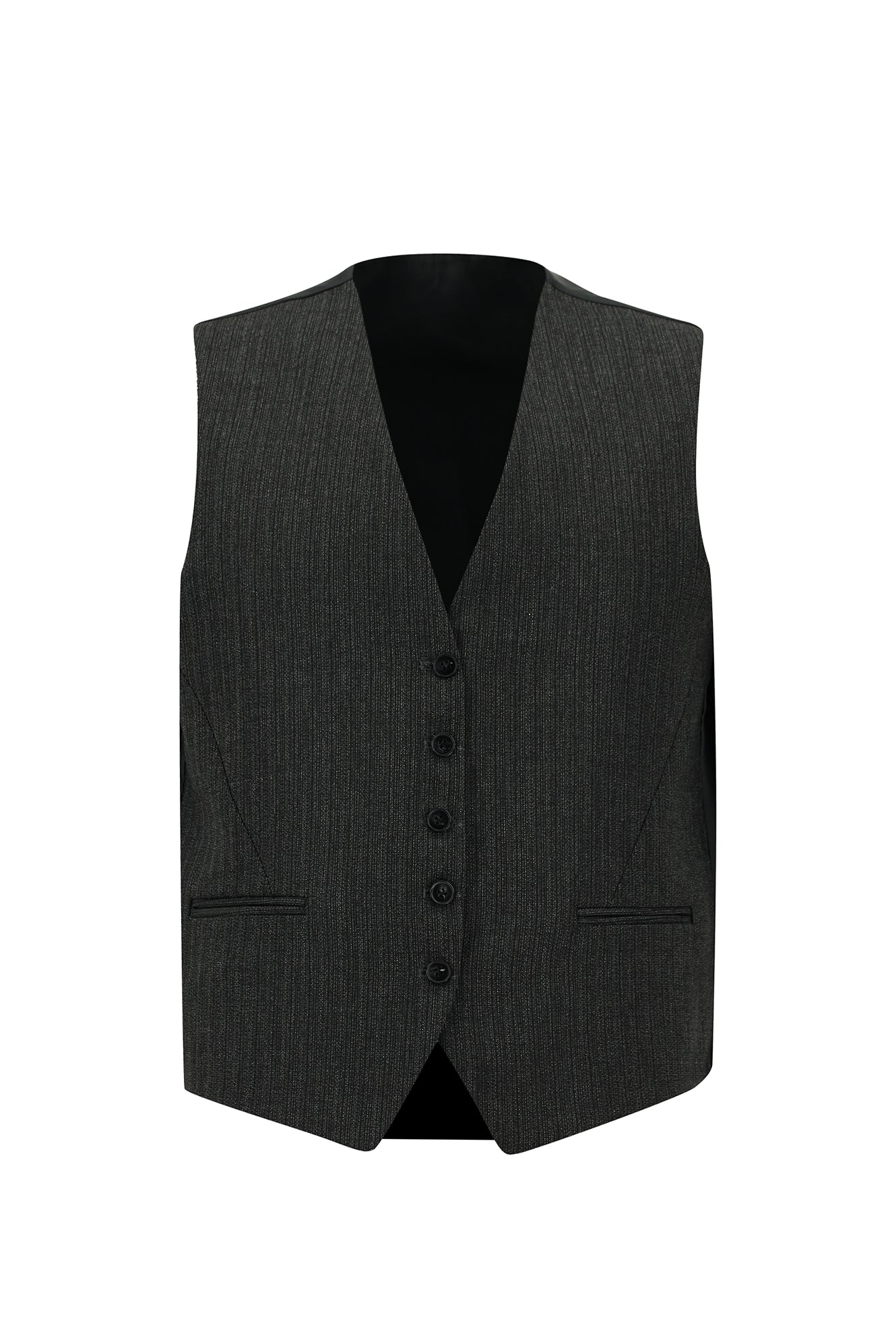 Siyah 7 Drop Slim Fit Dar Kesim Kombinli Yelekli Takım Elbise - Image 4