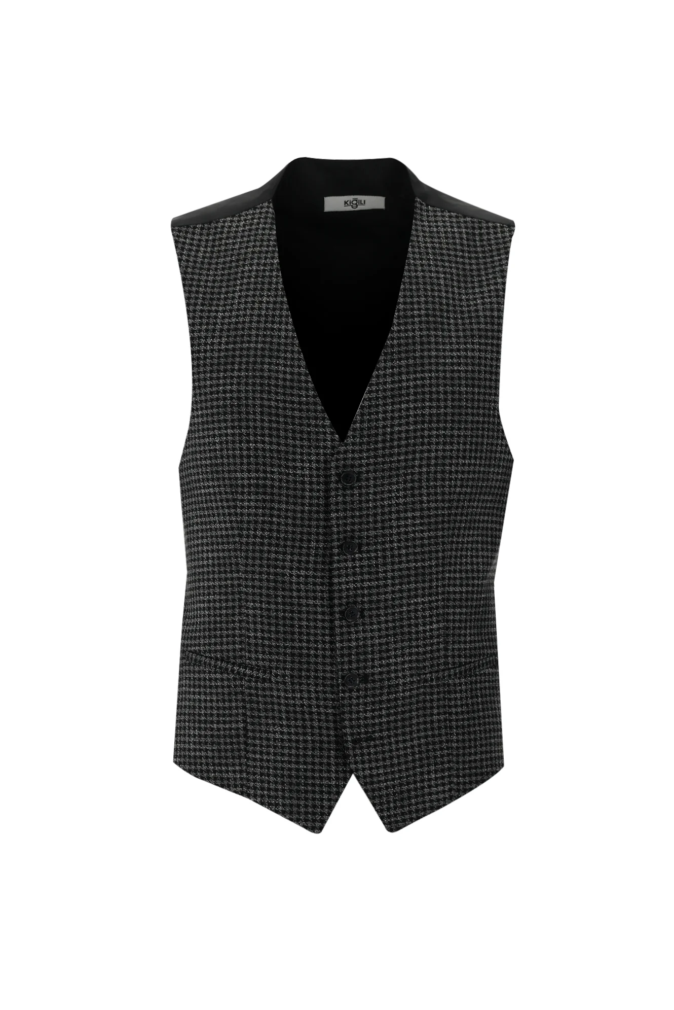 Siyah 7 Drop Slim Fit Dar Kesim Kombinli Yelekli Takım Elbise - Image 4