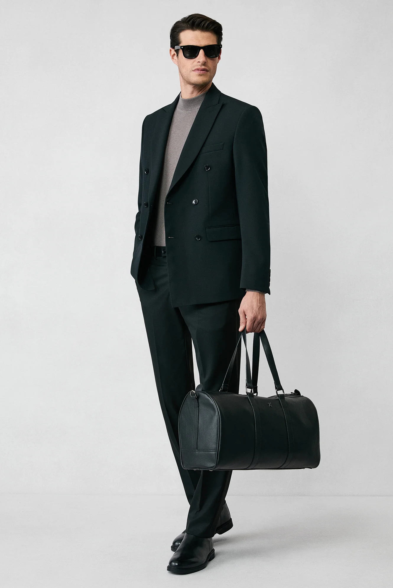 Siyah 7 Drop Slim Fit Dar Kesim Mevsimlik Kruvaze Ceket - Image 3