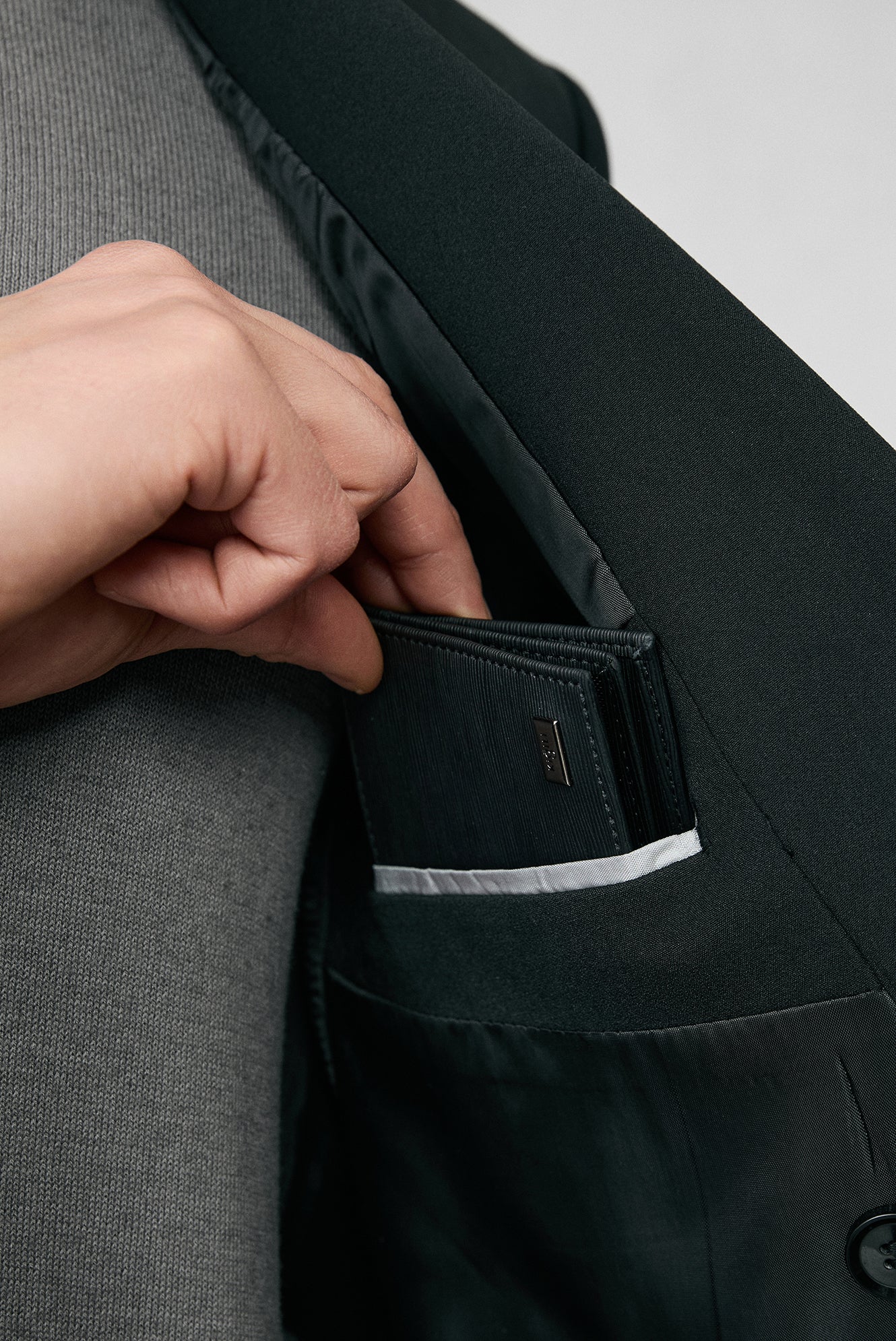 Siyah 7 Drop Slim Fit Dar Kesim Mevsimlik Kruvaze Ceket - Image 4