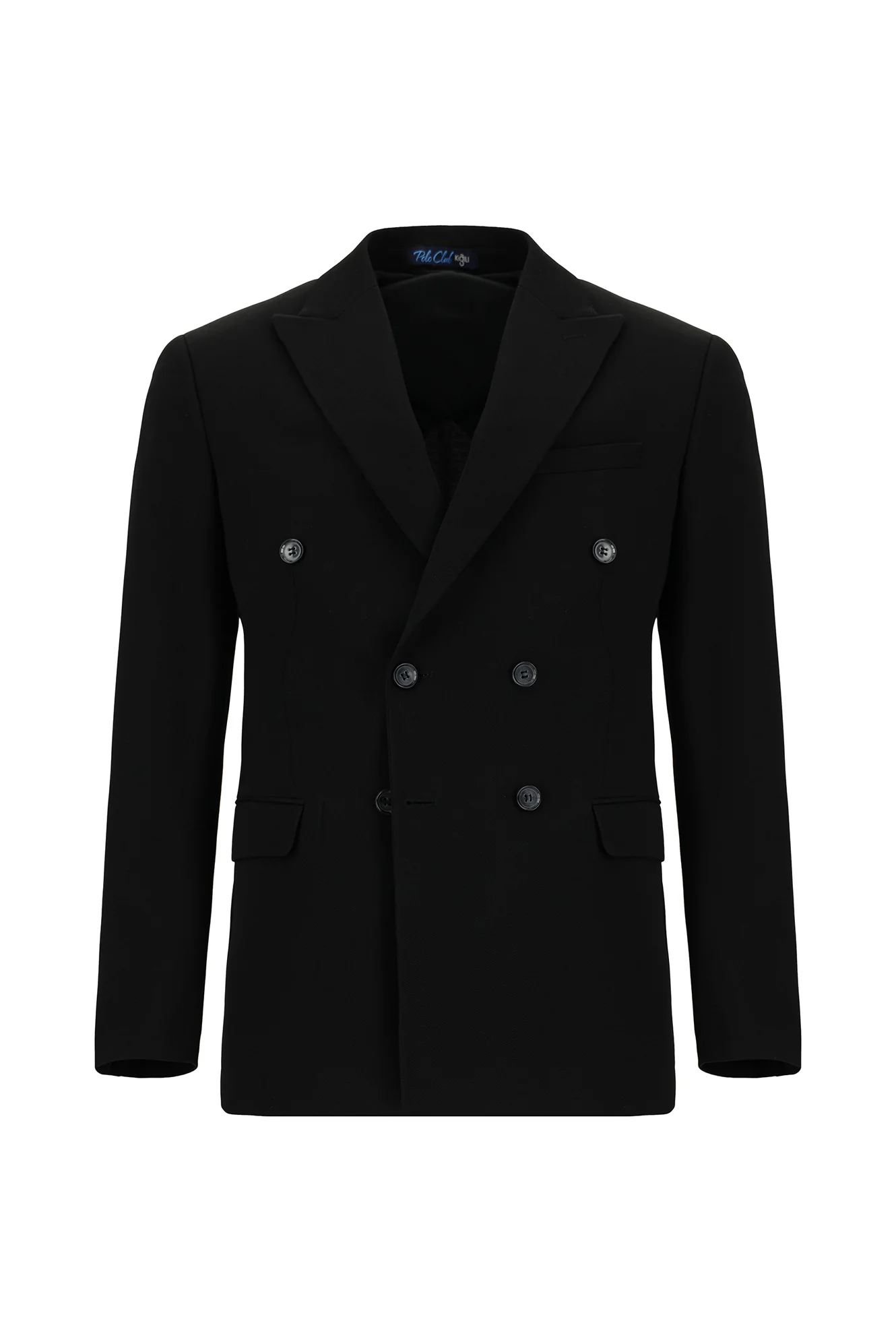 Siyah 7 Drop Slim Fit Dar Kesim Mevsimlik Kruvaze Ceket - Image 8