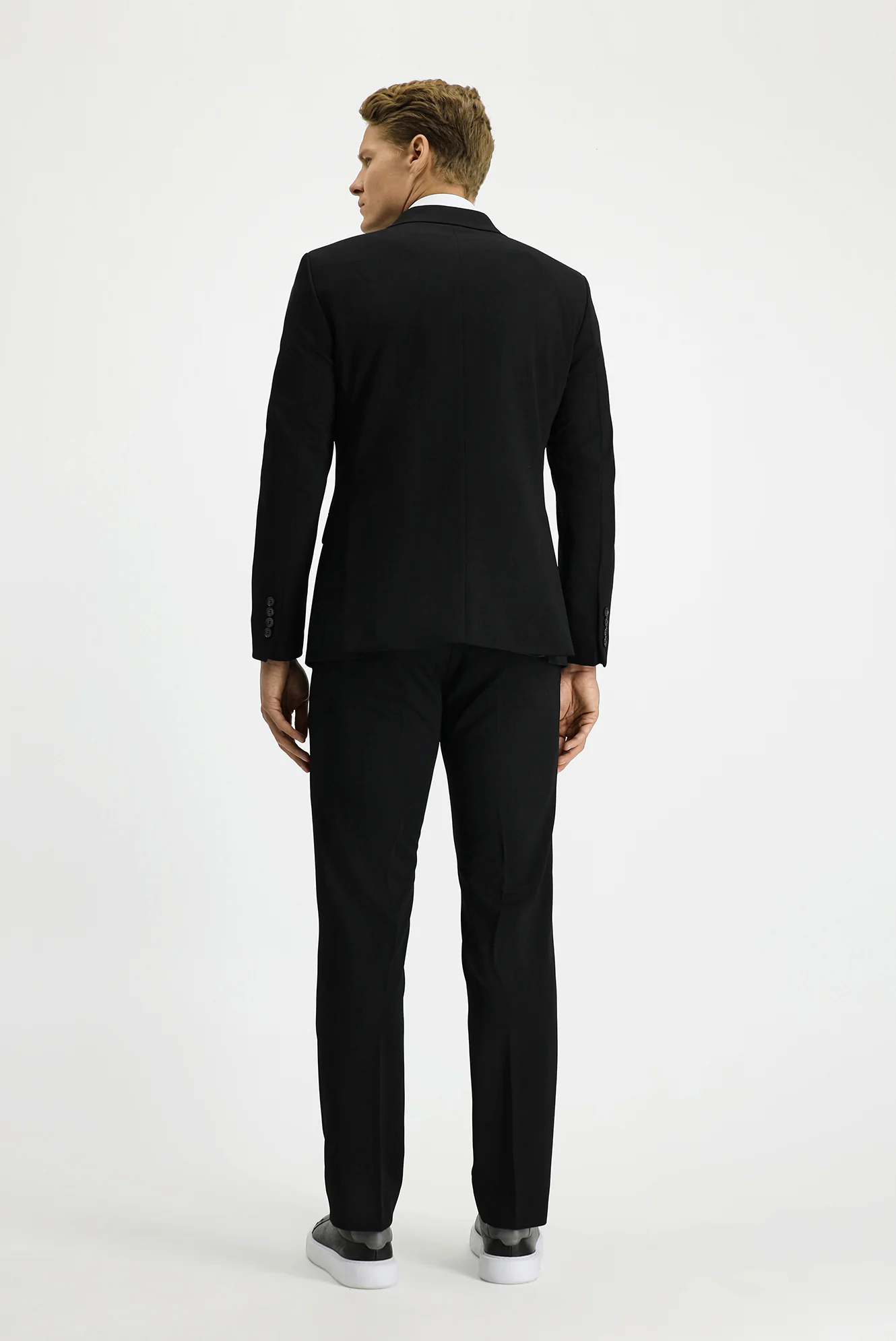 Siyah 7 Drop Slim Fit Dar Kesim Mevsimlik Kruvaze Takım Elbise - Image 5