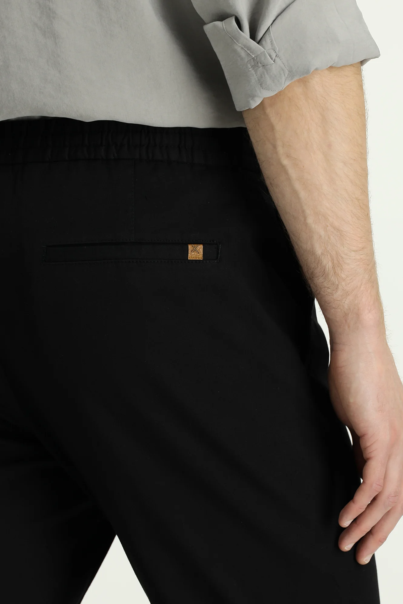 Siyah Slim Fit Dar Kesim Likralı Beli Lastikli İpli Jogger Pantolon - Image 6