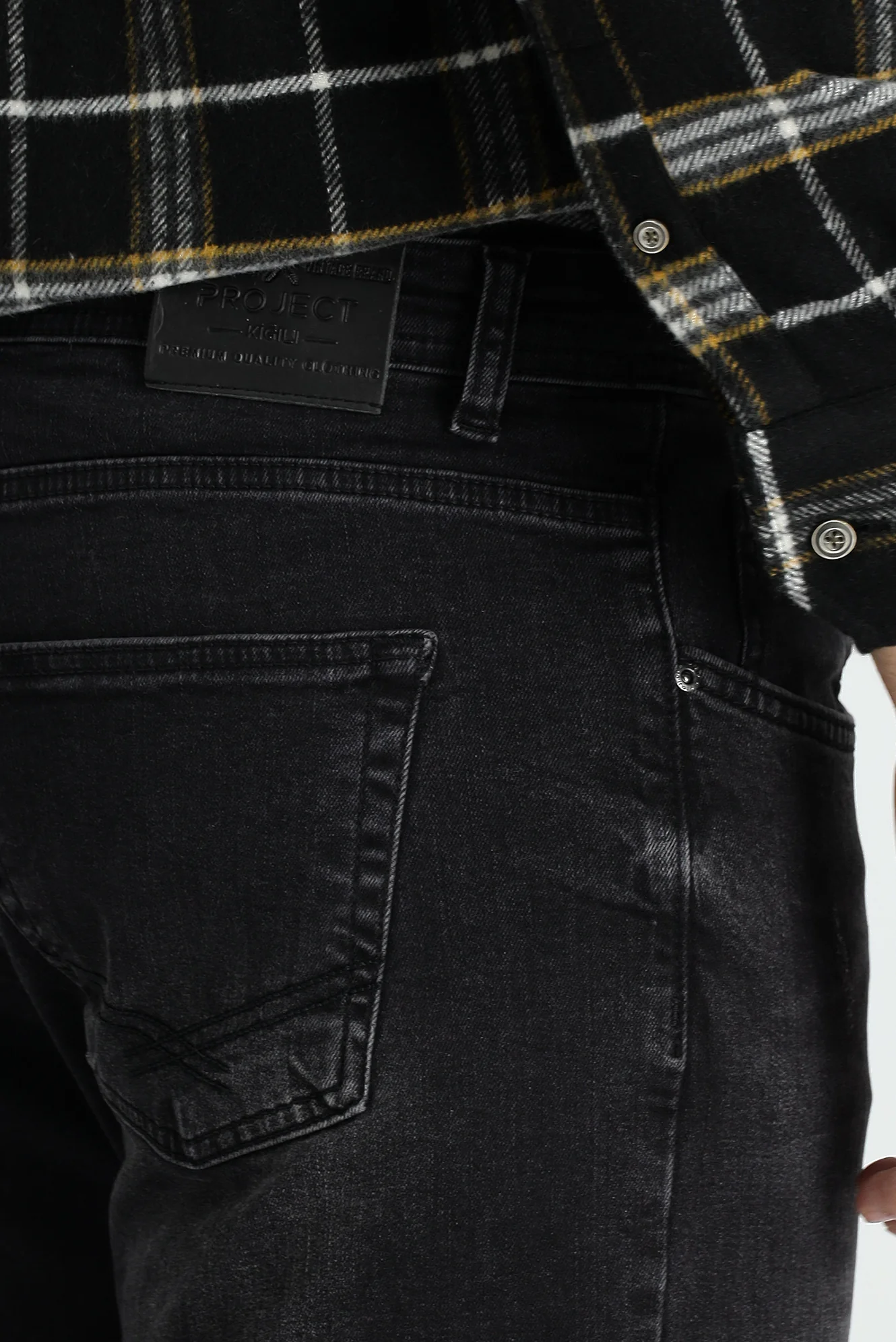 Siyah Slim Fit Dar Kesim Likralı Denim Pantolon - Image 4