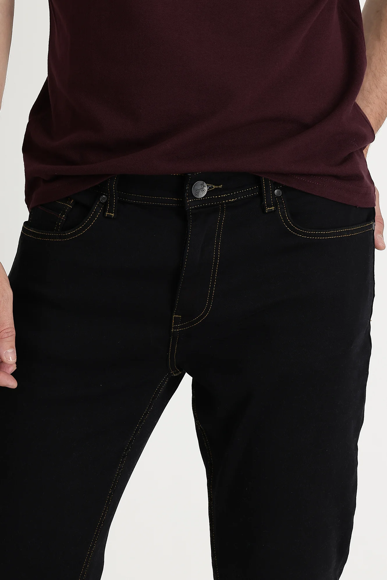 Siyah Slim Fit Dar Kesim Likralı Denim Pantolon - Image 3