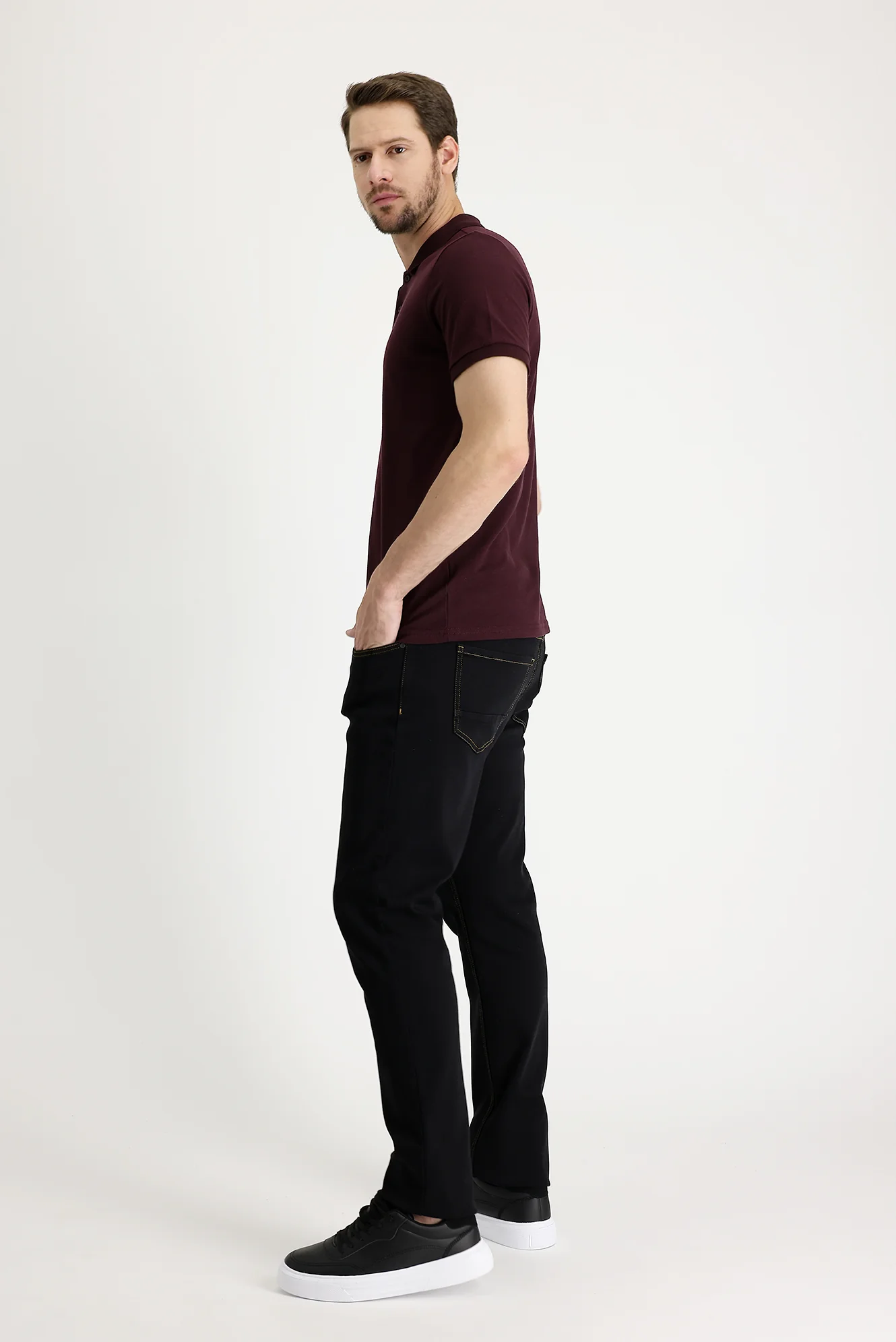 Siyah Slim Fit Dar Kesim Likralı Denim Pantolon - Image 4