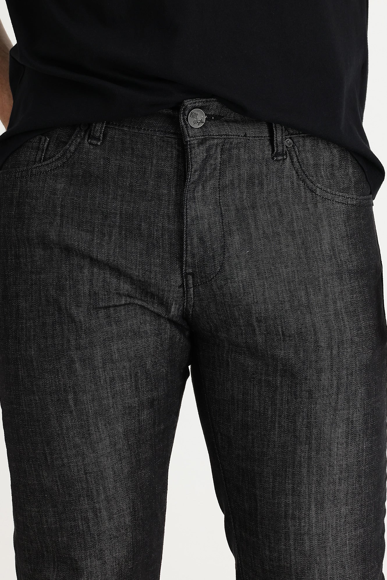 Siyah Slim Fit Dar Kesim Likralı Denim Pantolon - Image 2