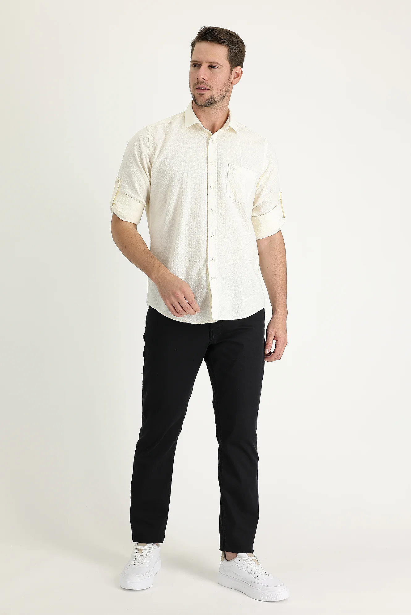 Siyah Slim Fit Dar Kesim Likralı Denim Pantolon - Image 2