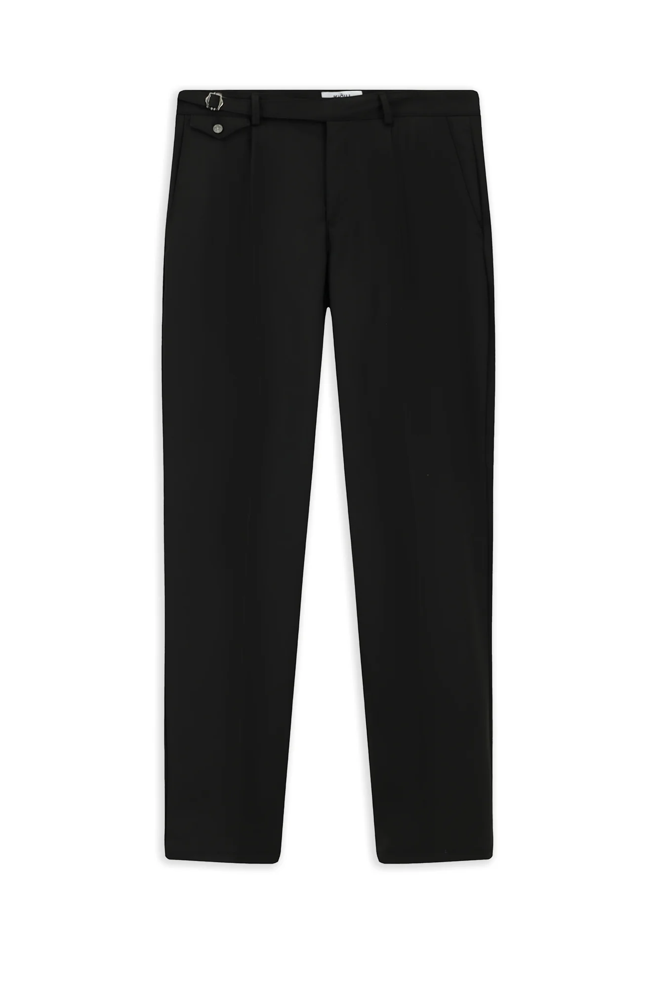 Siyah 7 Drop Slim Fit Dar Kesim Likralı Desenli Tokalı Pileli Klasik Kumaş Pantolon - Image 7