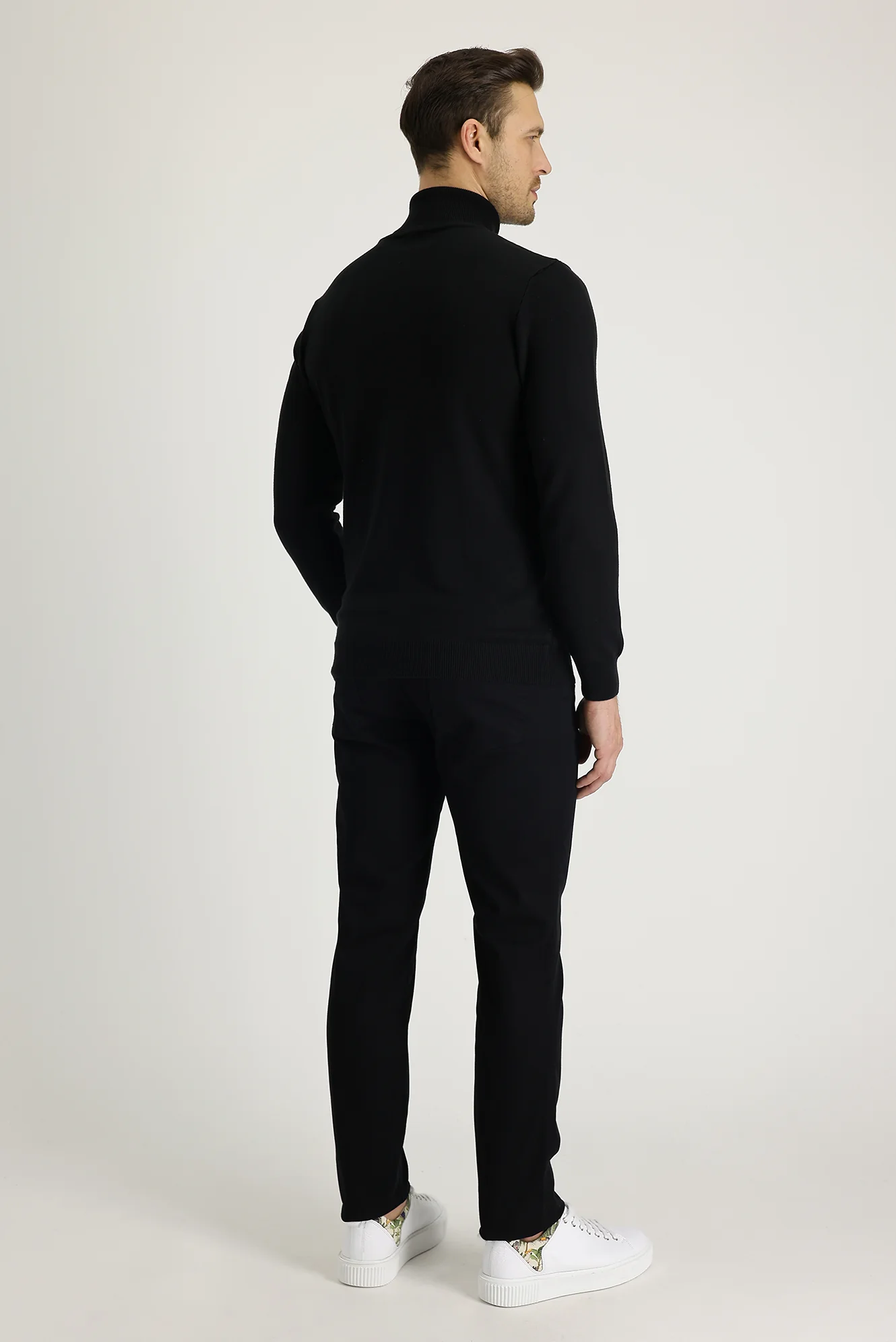 Siyah Slim Fit Dar Kesim Likralı Kanvas / Chino Pantolon - Image 3