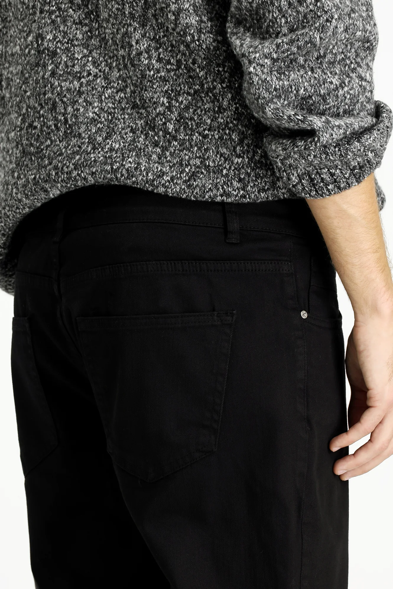 Siyah Slim Fit Dar Kesim Likralı Kanvas / Chino Pantolon - Image 5