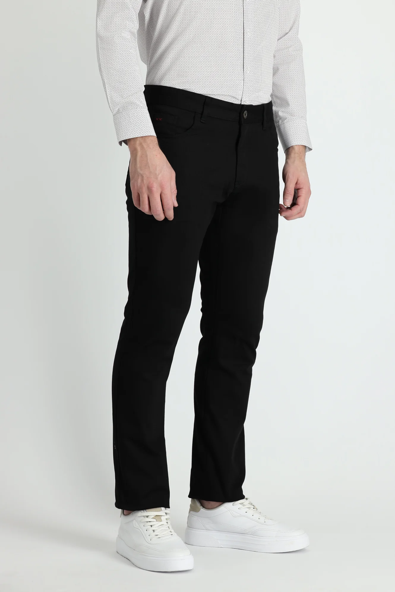 Siyah Slim Fit Dar Kesim Likralı Kanvas / Chino Pantolon - Image 3