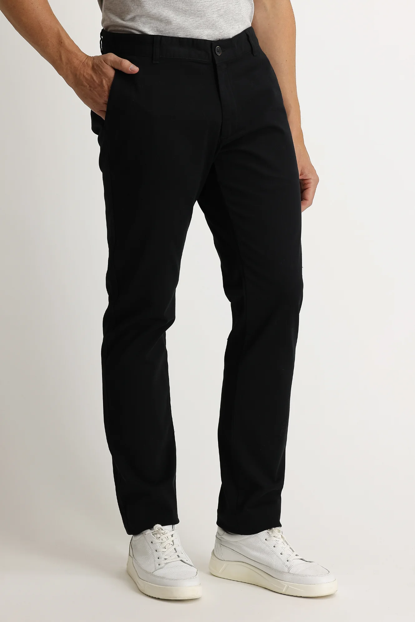 Siyah Slim Fit Dar Kesim Likralı Kanvas / Chino Pantolon - Image 3