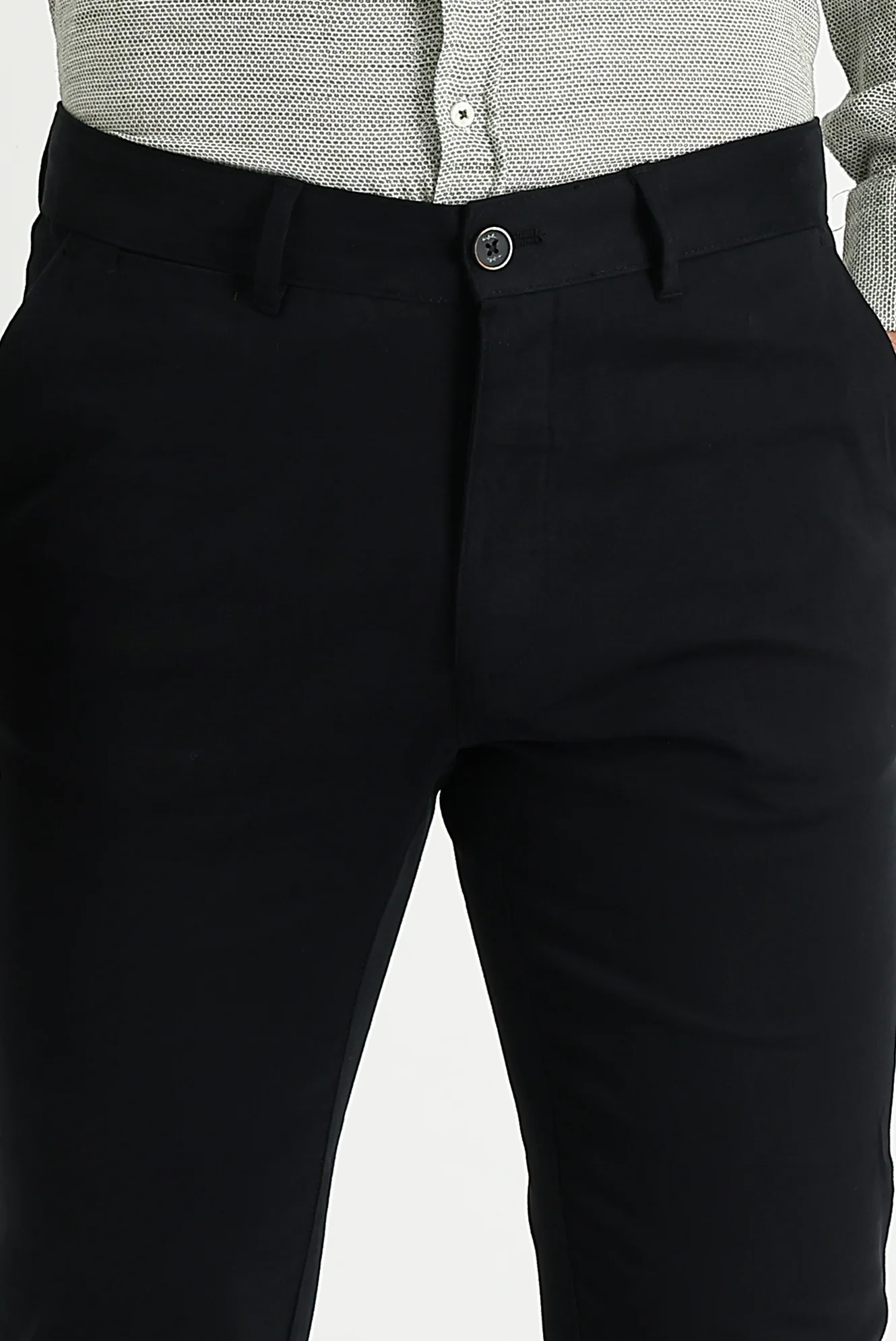 Siyah Slim Fit Dar Kesim Likralı Kanvas / Chino Pantolon - Image 3