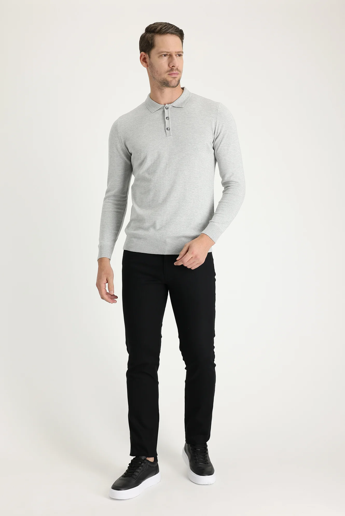 Siyah Slim Fit Dar Kesim Likralı Kanvas / Chino Pantolon