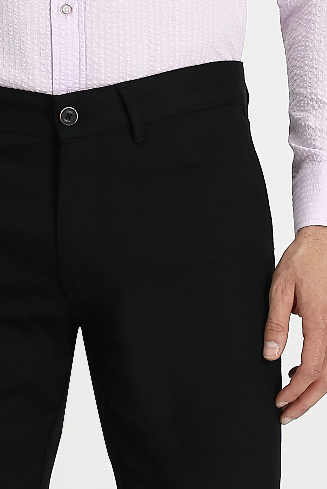 Siyah Slim Fit Dar Kesim Likralı Kanvas / Chino Pantolon - Image 2